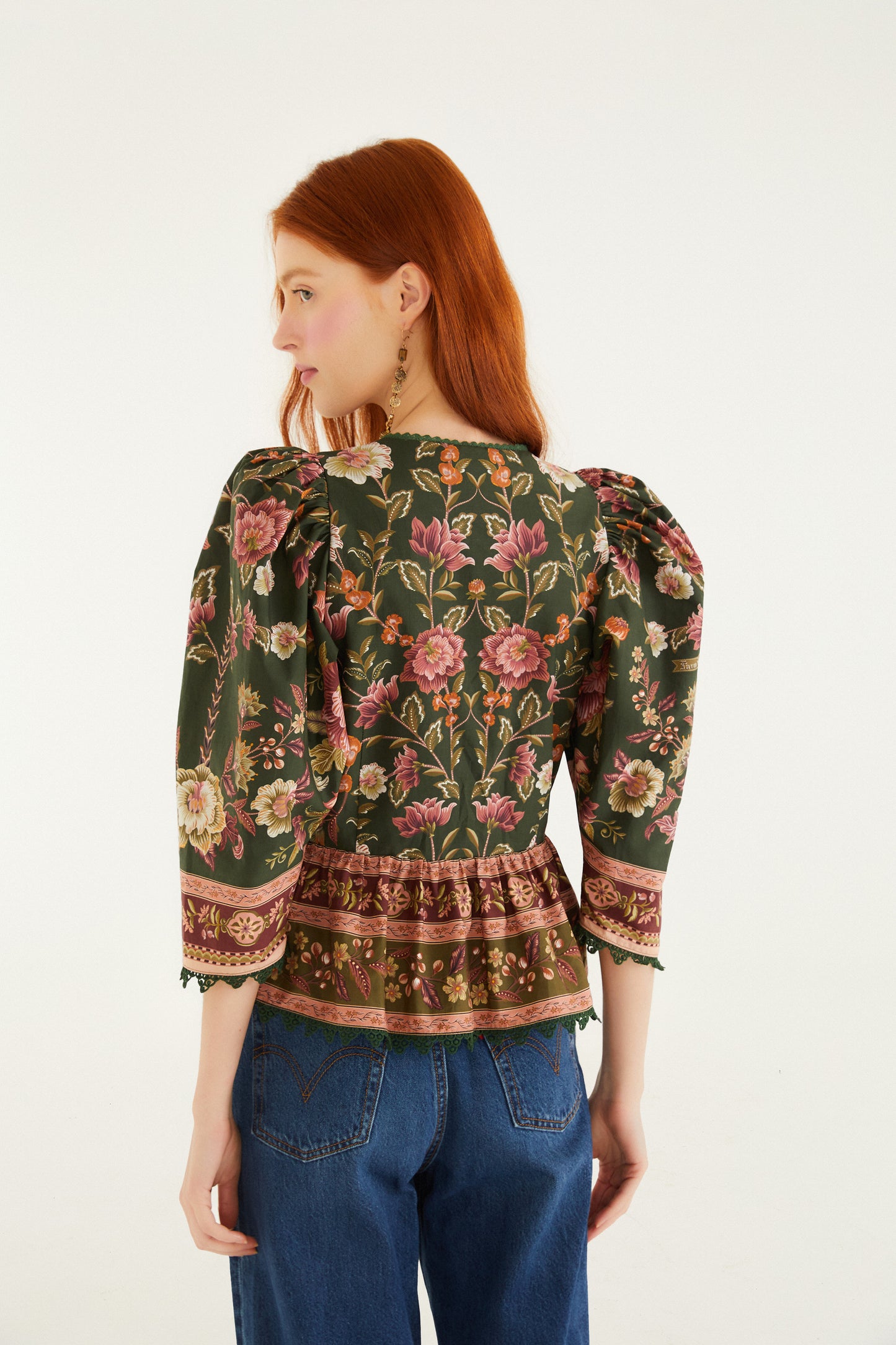 Flowering Garden Tree Green Blouse