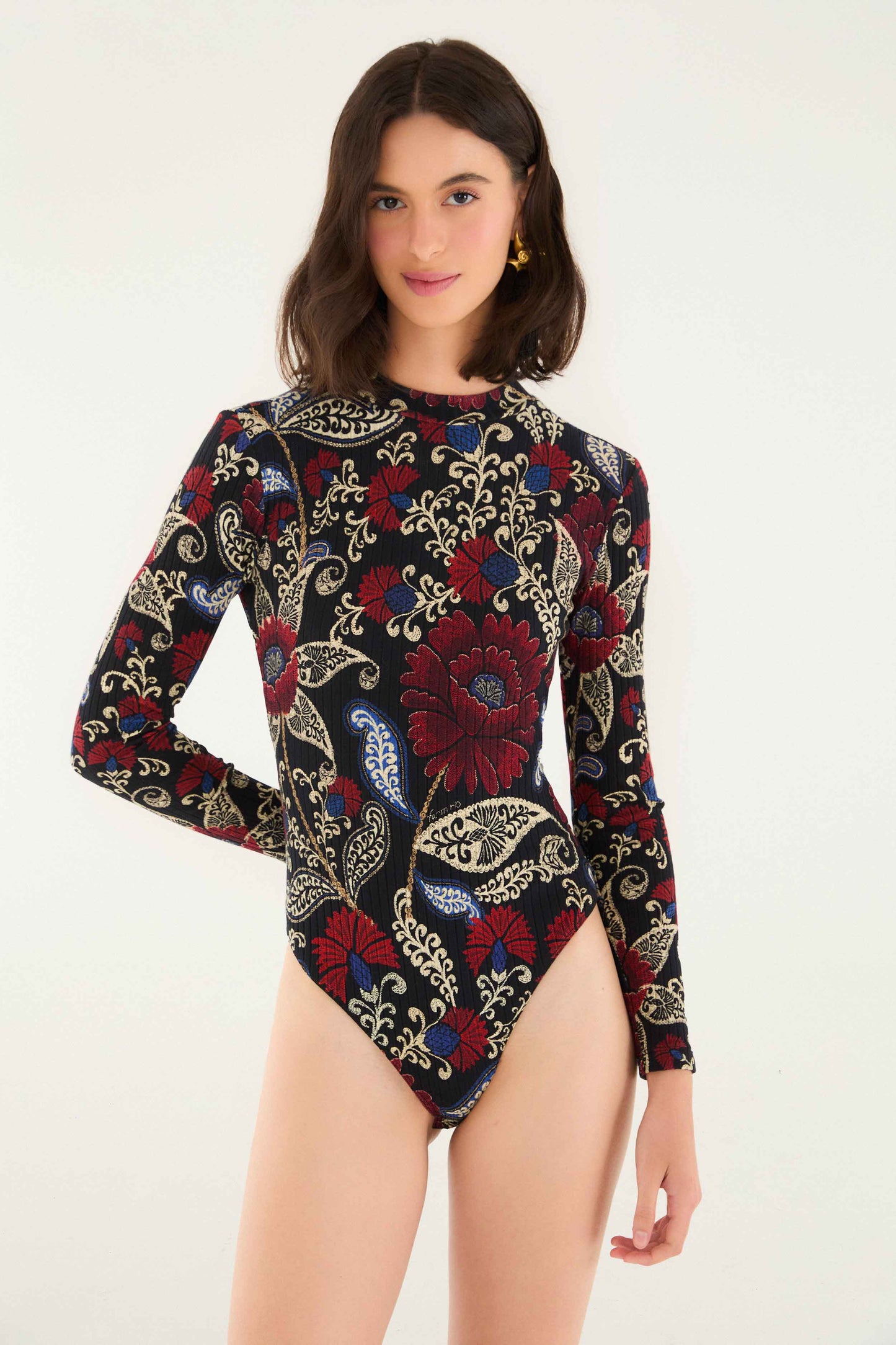 Valentina Black Jersey Bodysuit