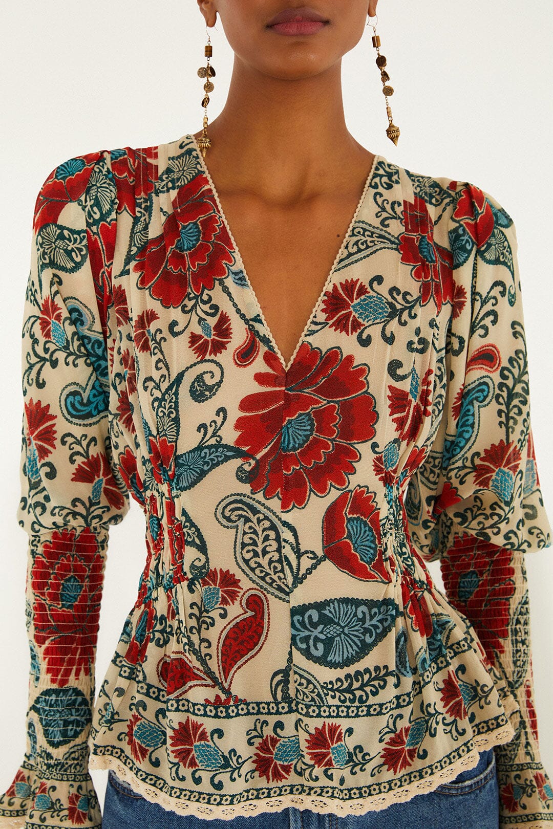 Francesca Sand Long Sleeve Blouse