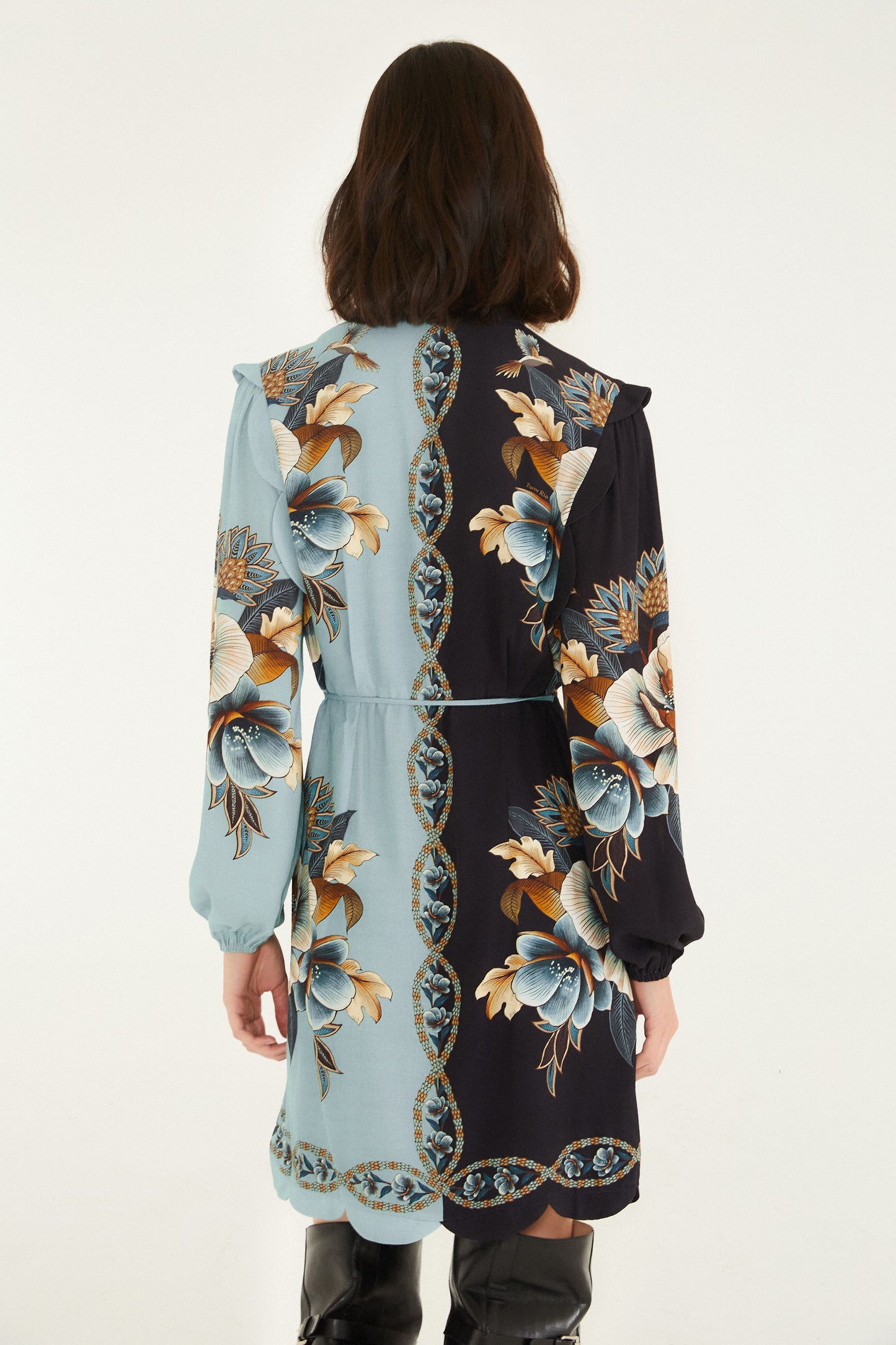 Snake Garden Mix Wrap Wavy Mini Dress