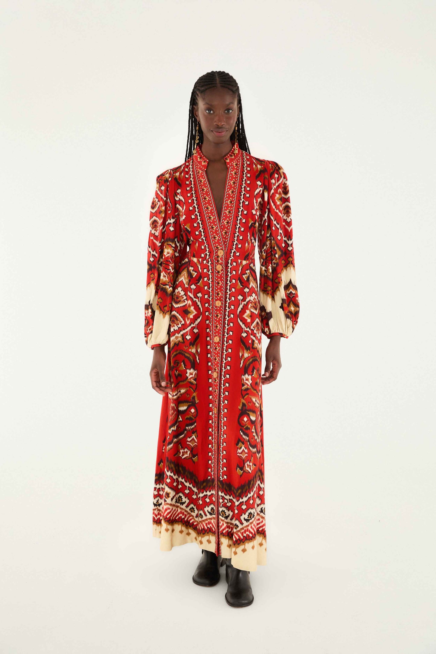 Ainika Paneaple Ikat Cream Maxi فستان
