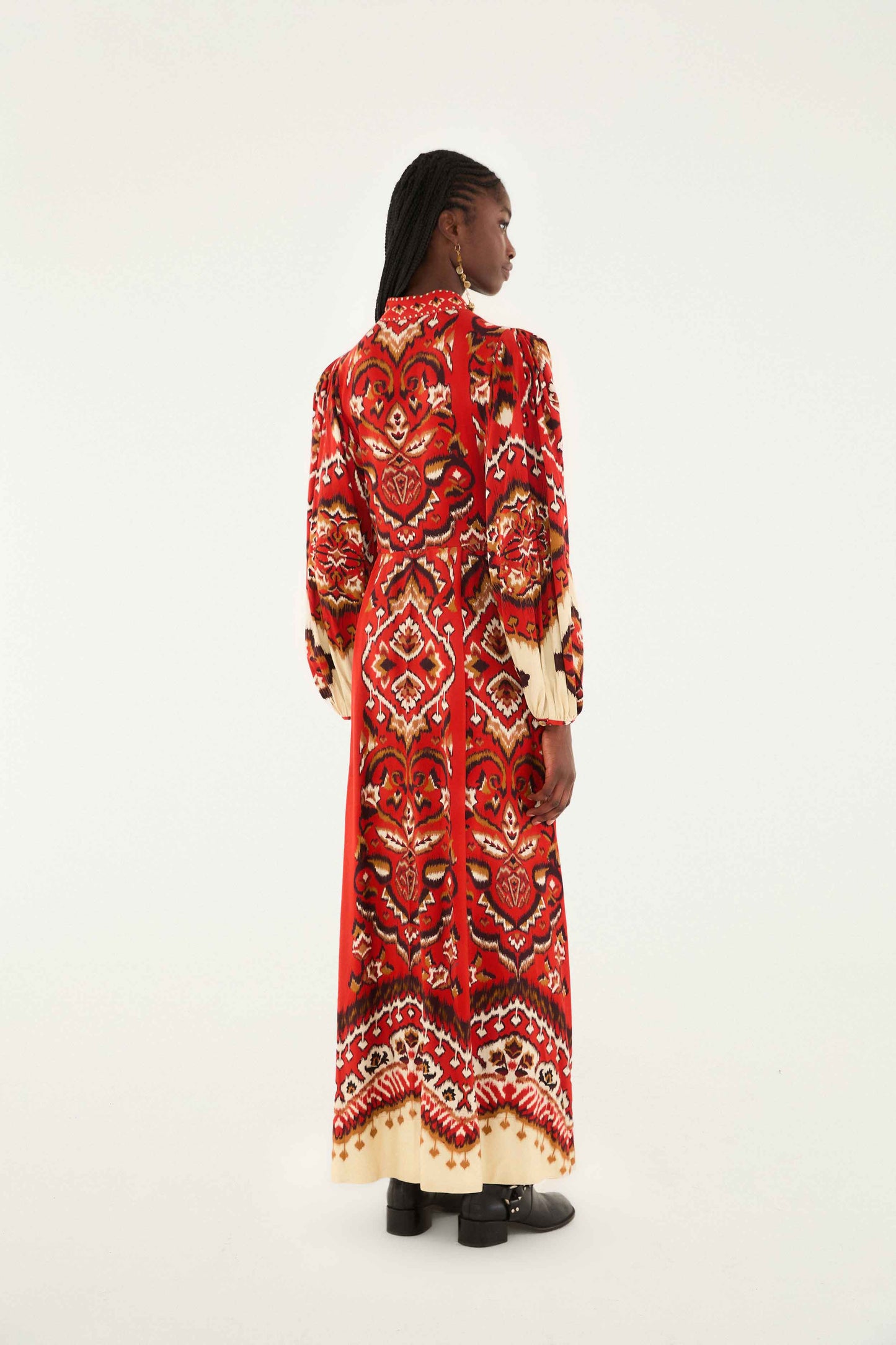 Ainika Paneaple Ikat Cream Maxi فستان