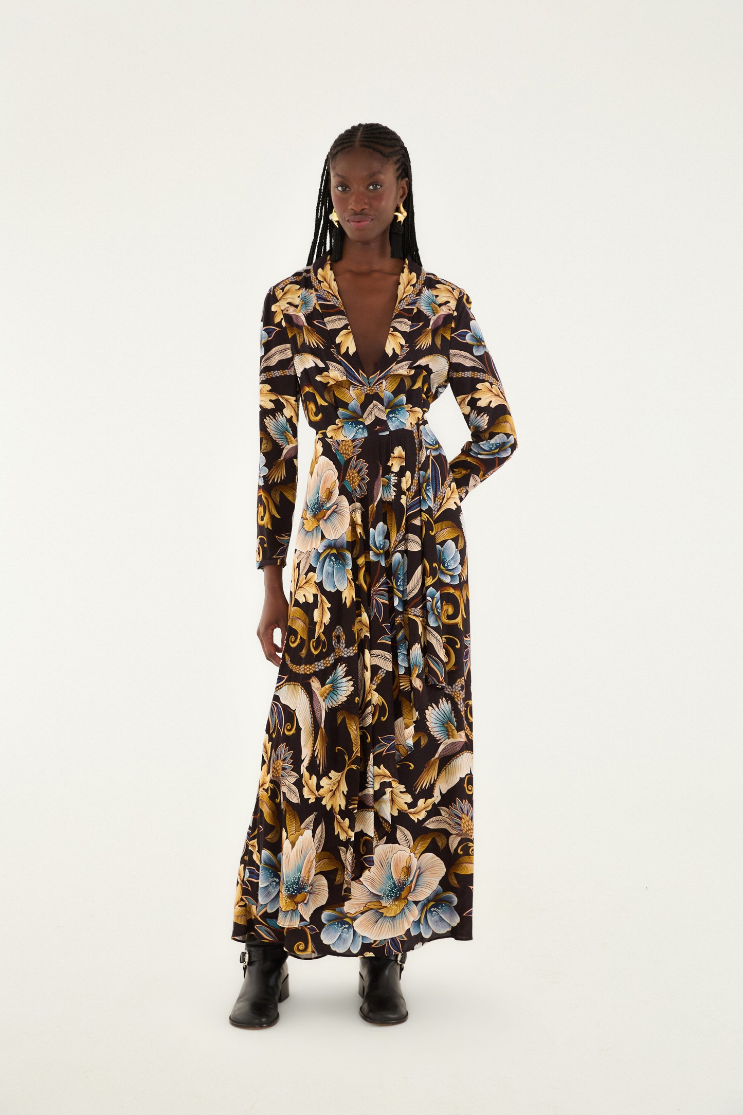 Snake Garden Black Maxi Dress