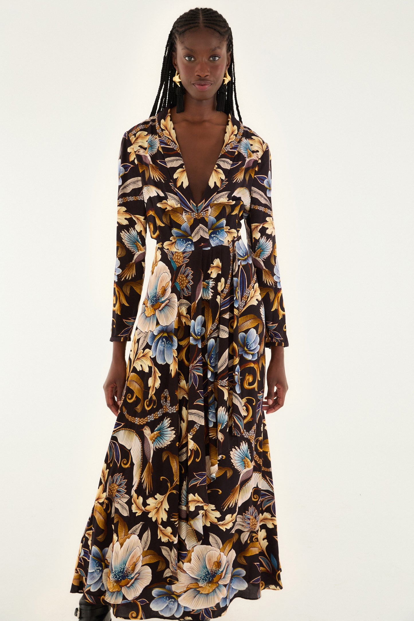 Snake Garden Black Maxi Dress