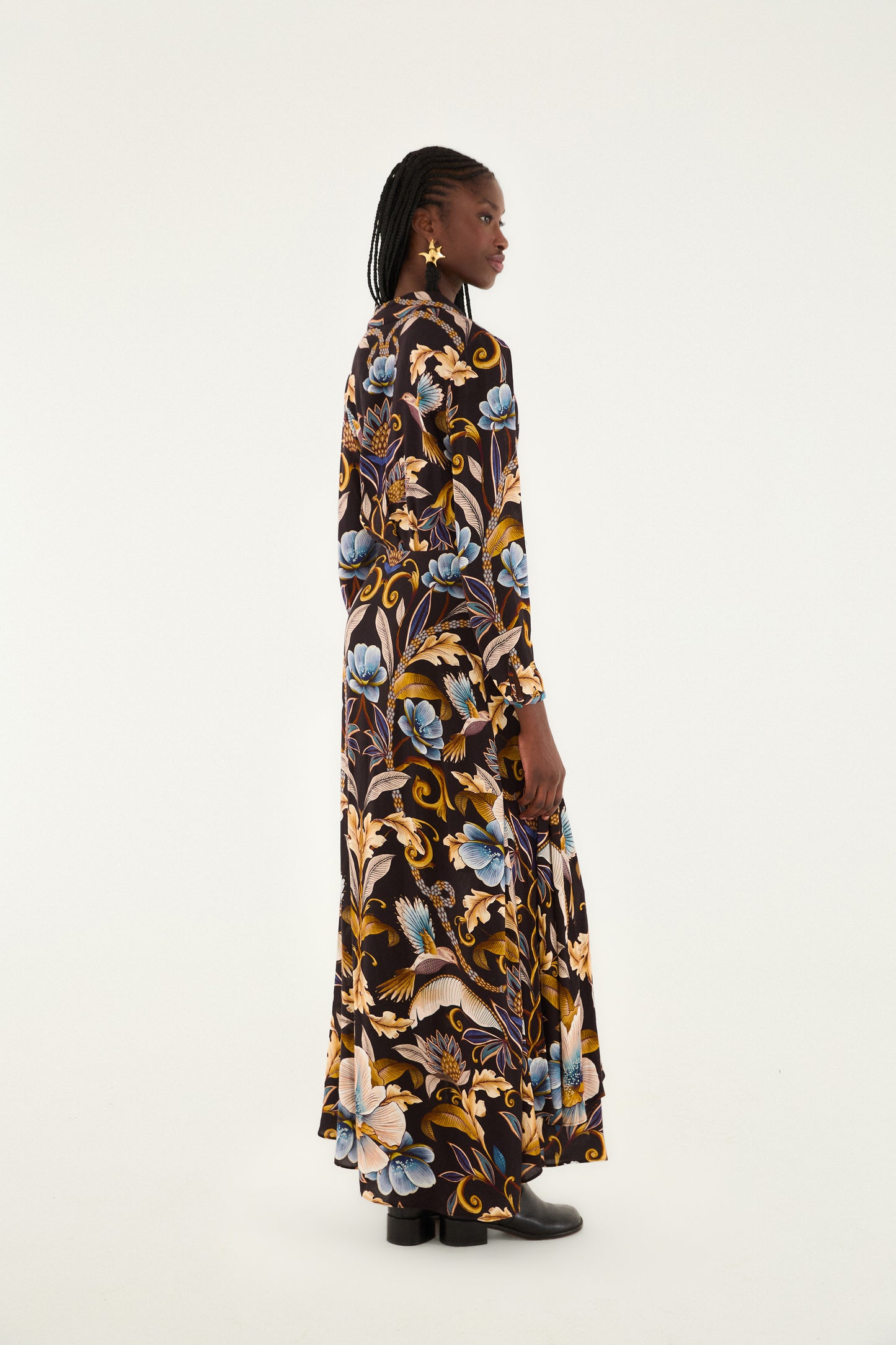 Snake Garden Black Maxi Dress