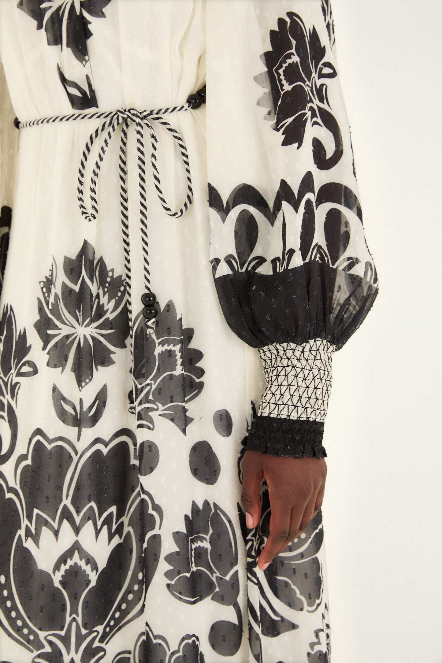 Floral Arabesque Cream Maxi Dress