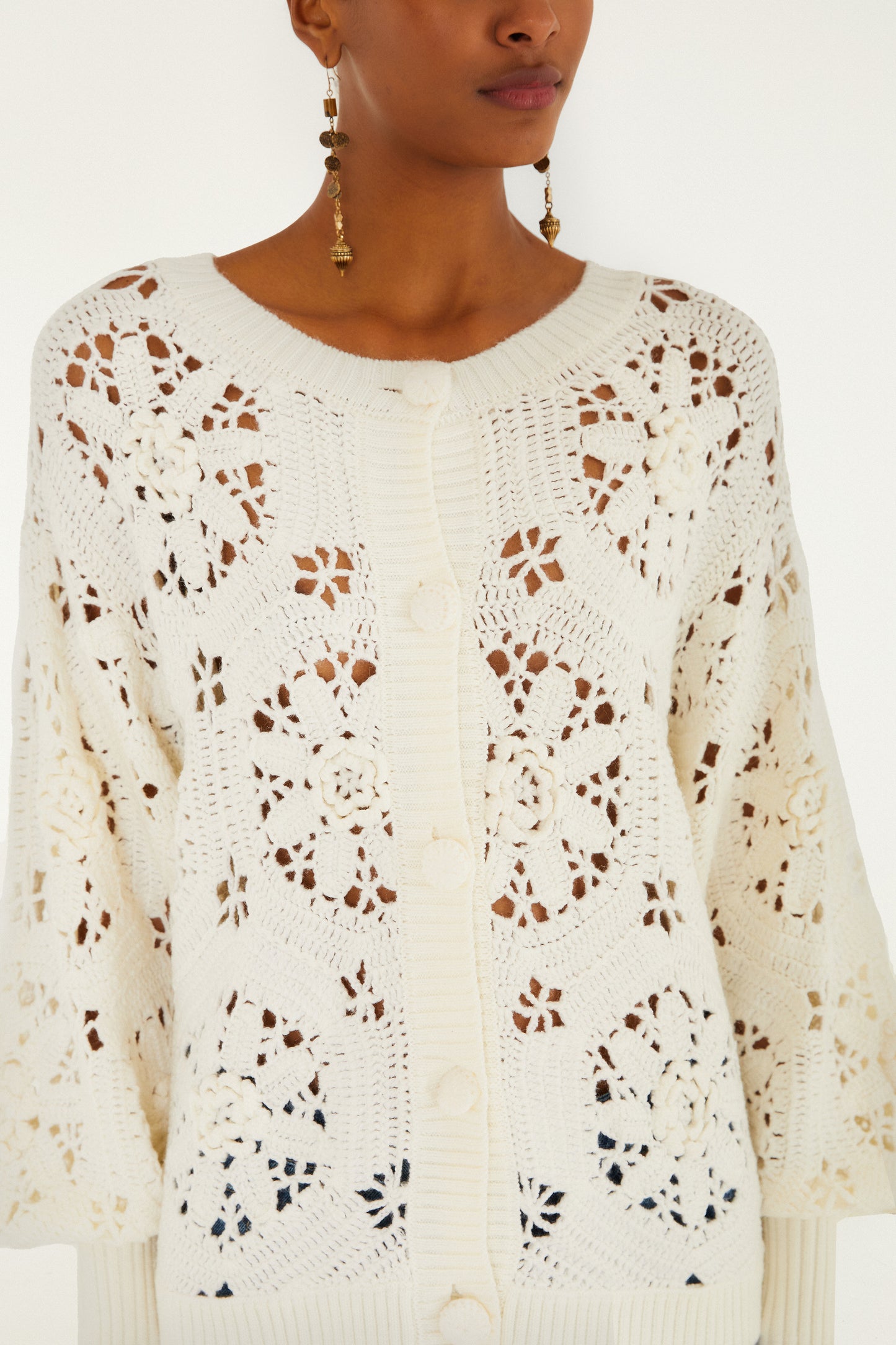 Crochet 3D Flower Knit Cardigan