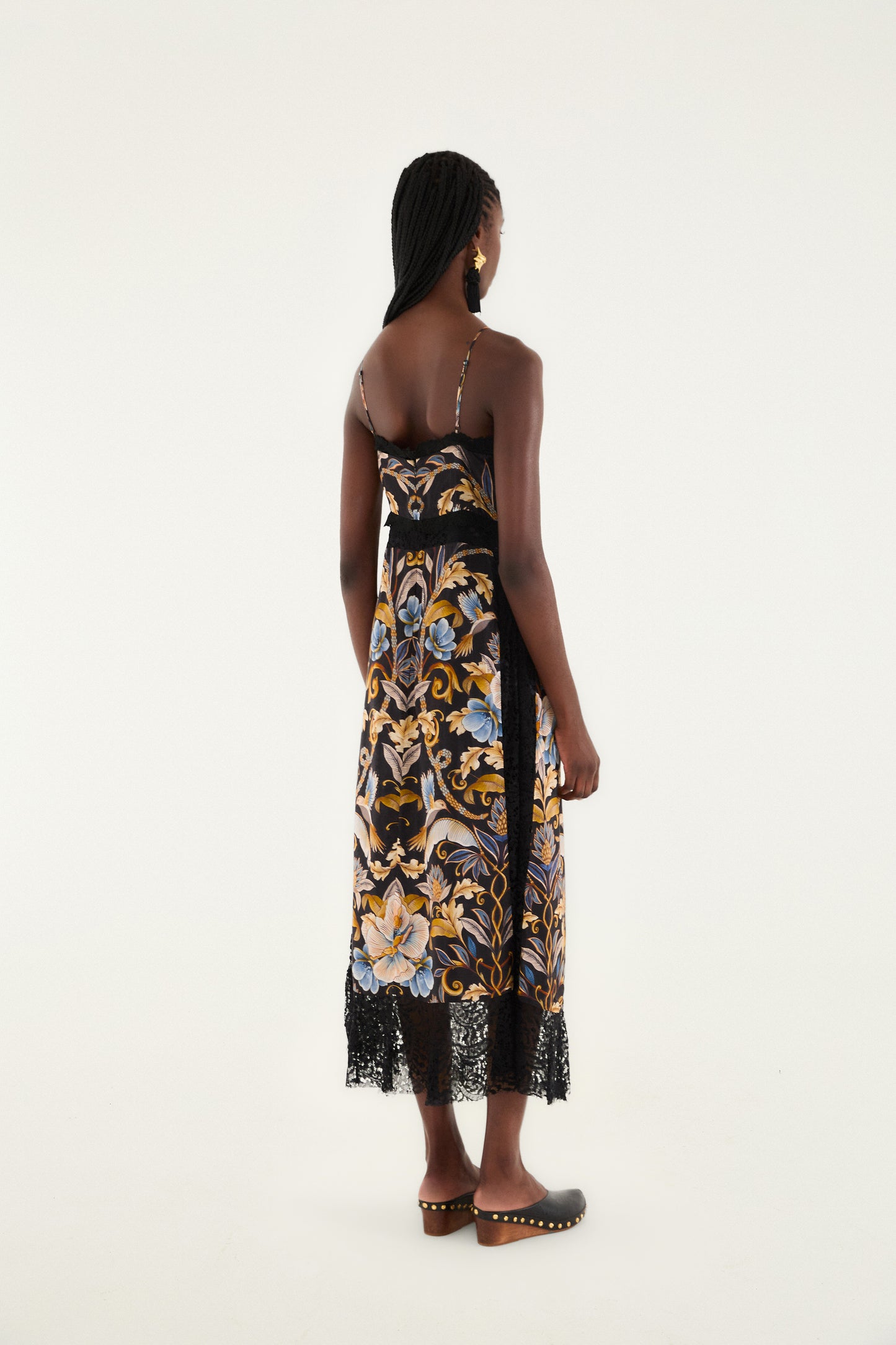 Snake Garden Black Midi Dress