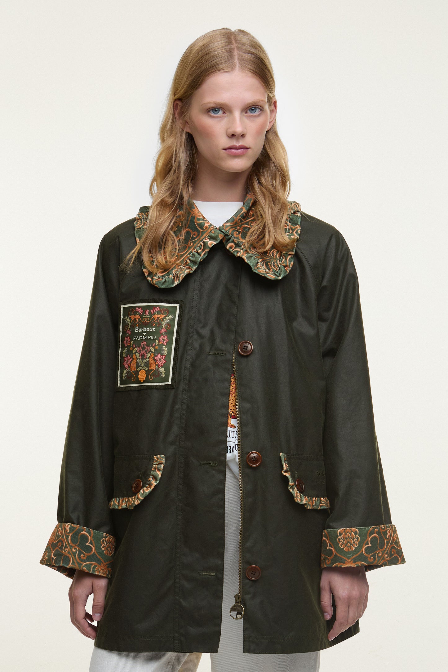 Barbour x Farm Rio Maria-Clara Waxed Jacket