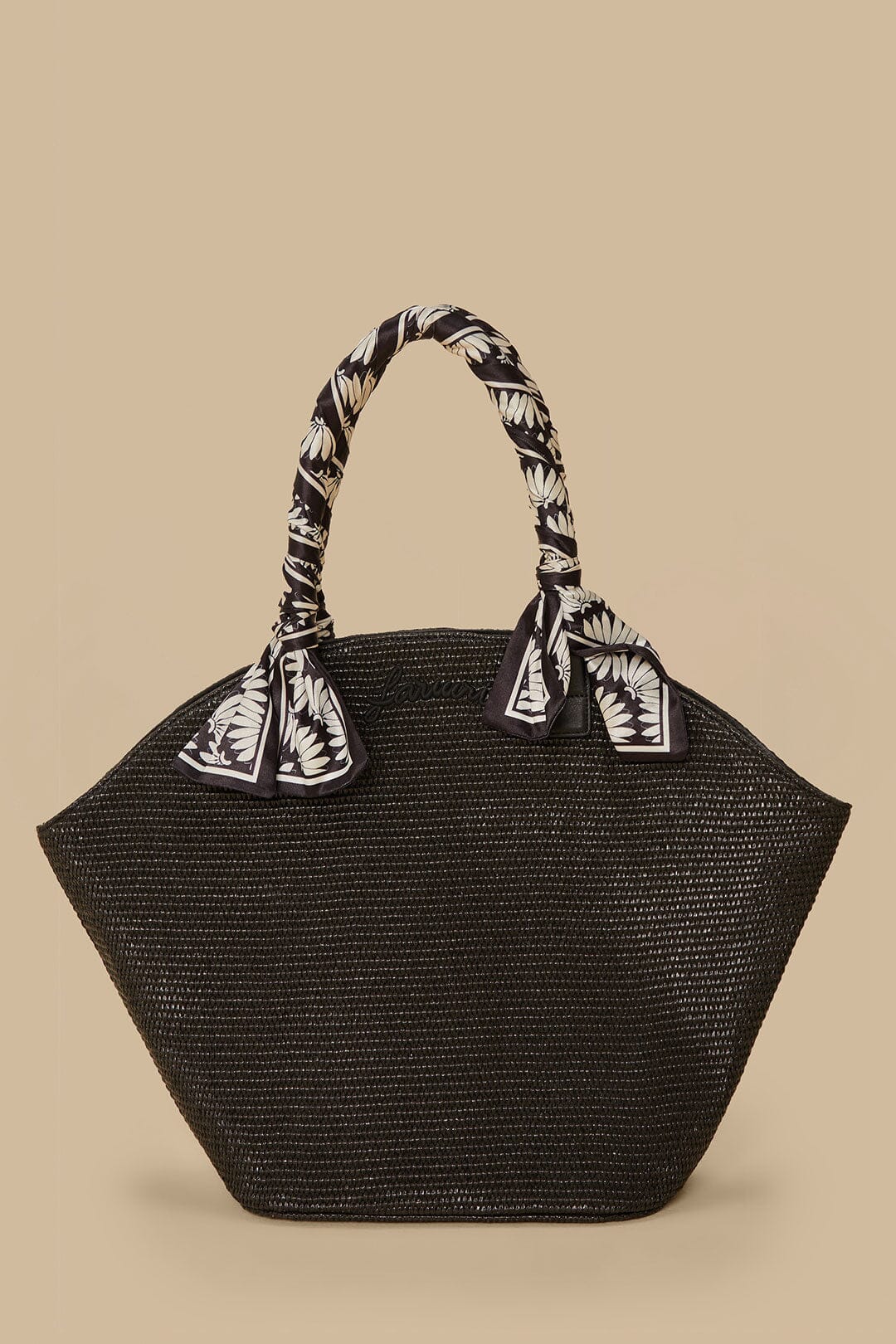 Black Copacabana Raffia Shell Tote