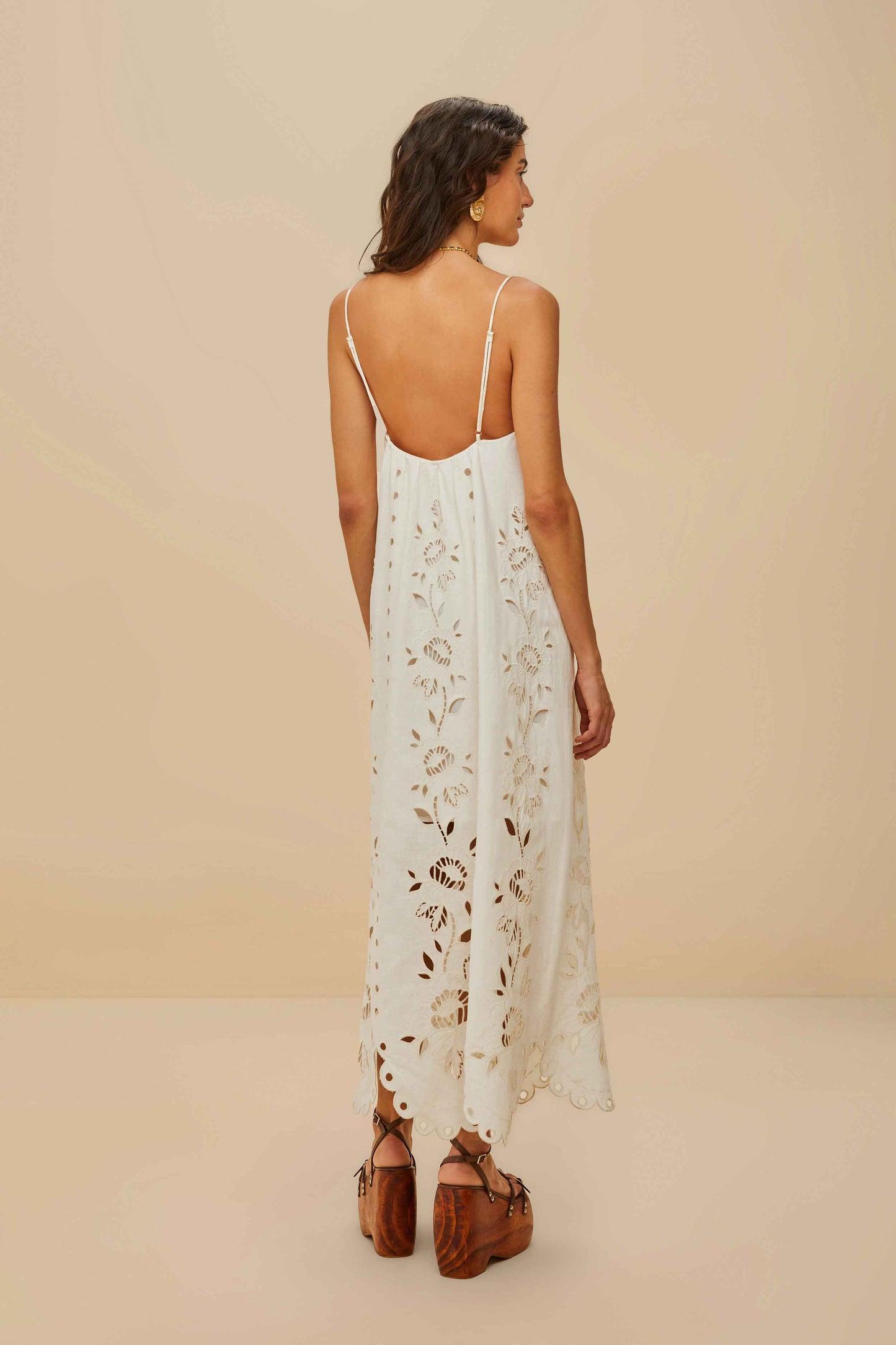 Off-Off-White Richelieu Lenzing ™ Ecovero ™ Euroflax ™ Maxi Dress