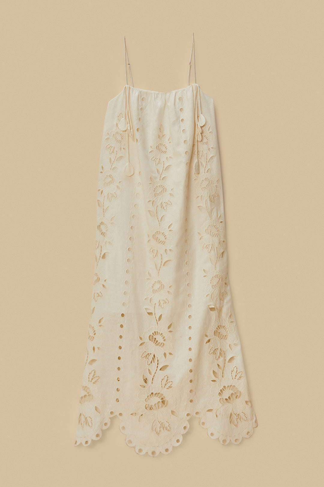 Off-Off-White Richelieu Lenzing ™ Ecovero ™ Euroflax ™ Maxi Dress