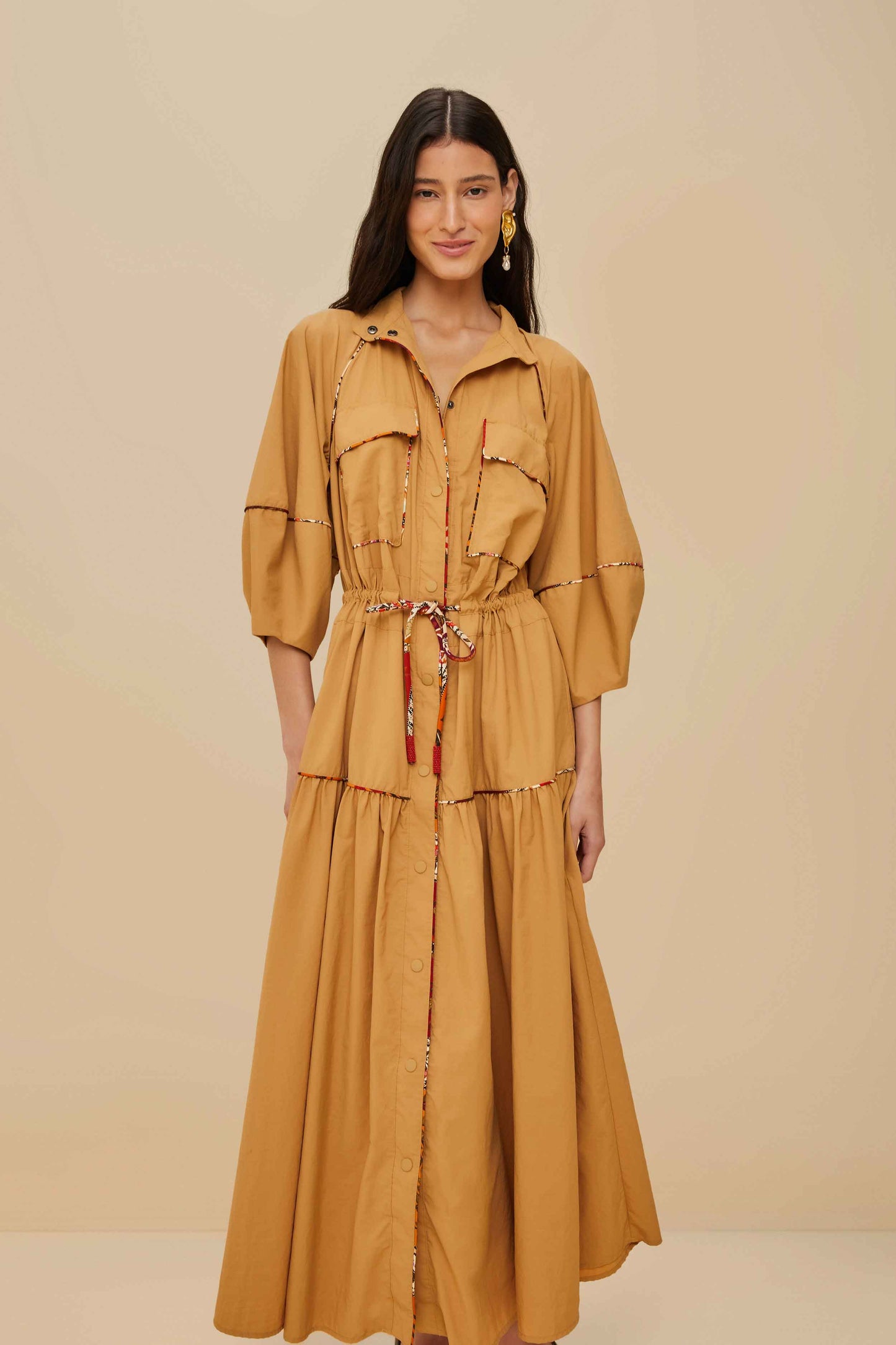 Caramel Chemise Midi Dress