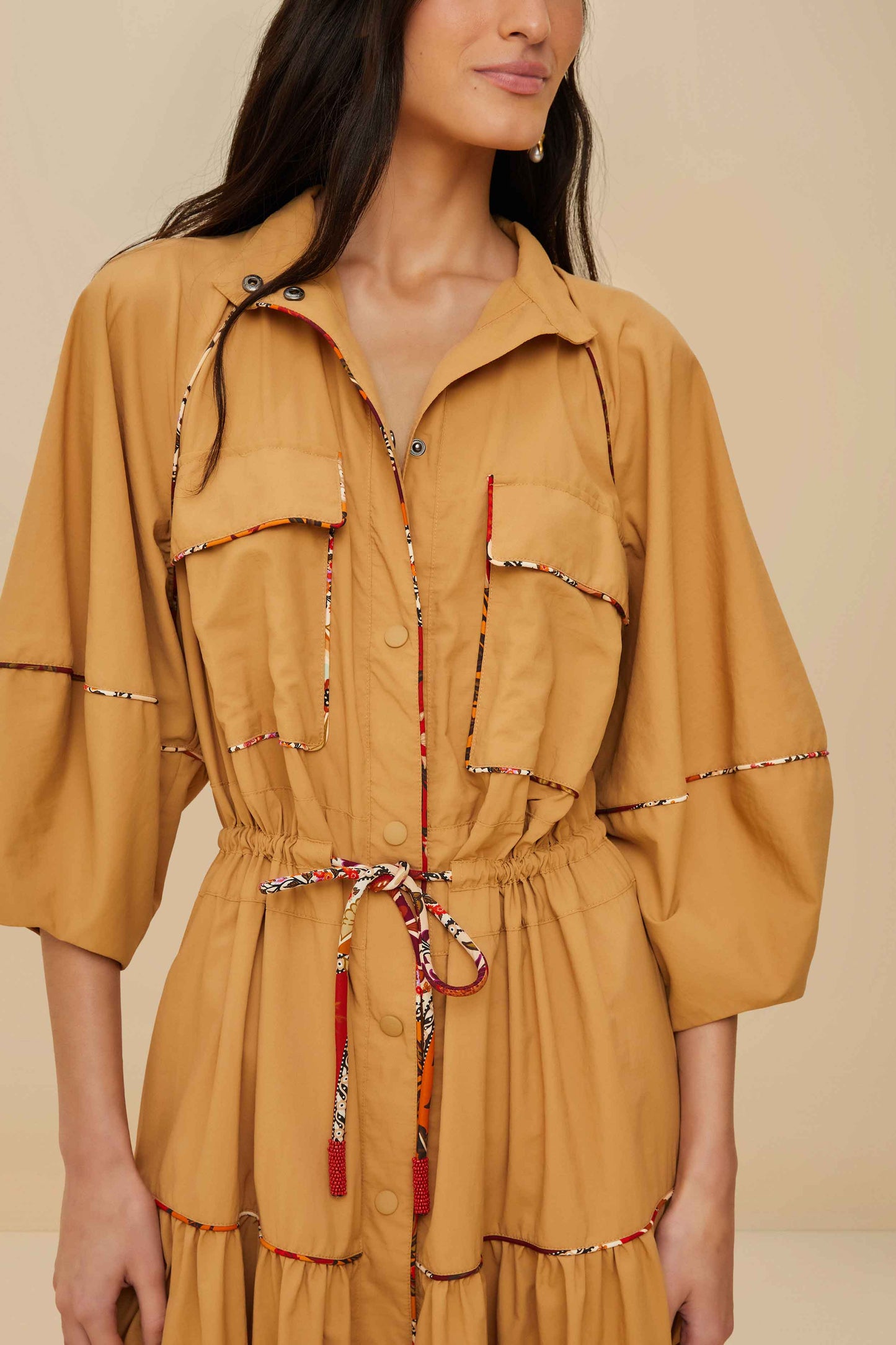 Caramel Chemise Midi Dress
