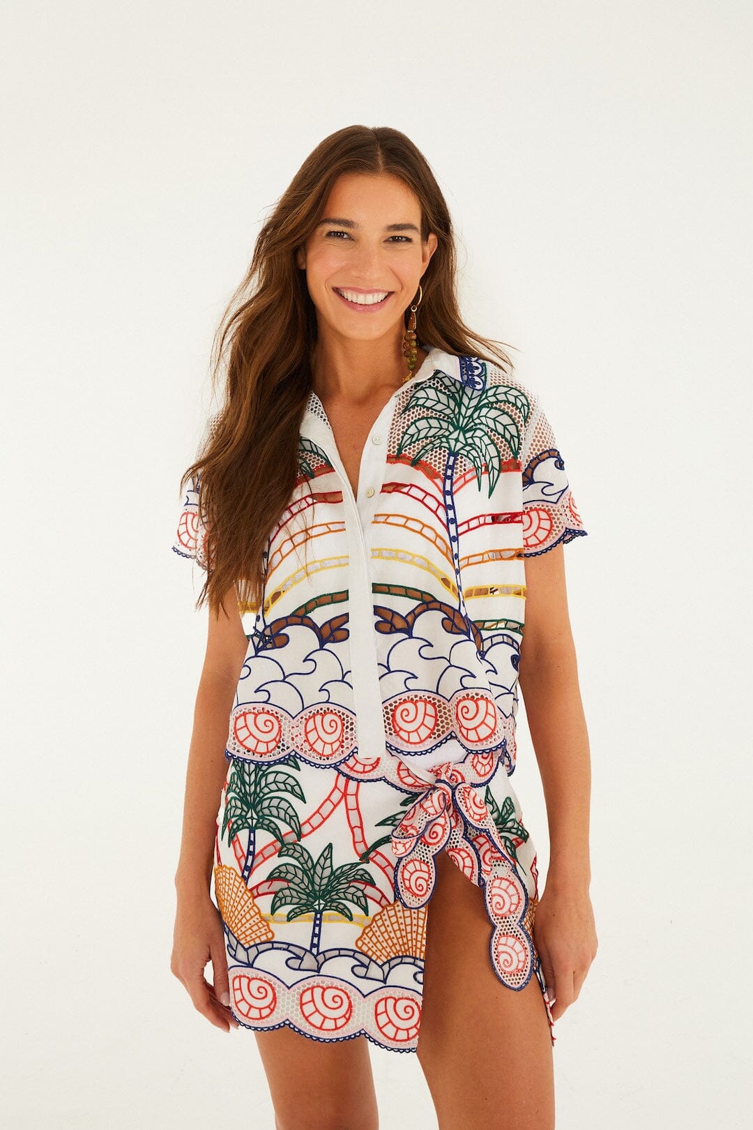 Off-White Tropical Graphic Richelieu Crop Shirt