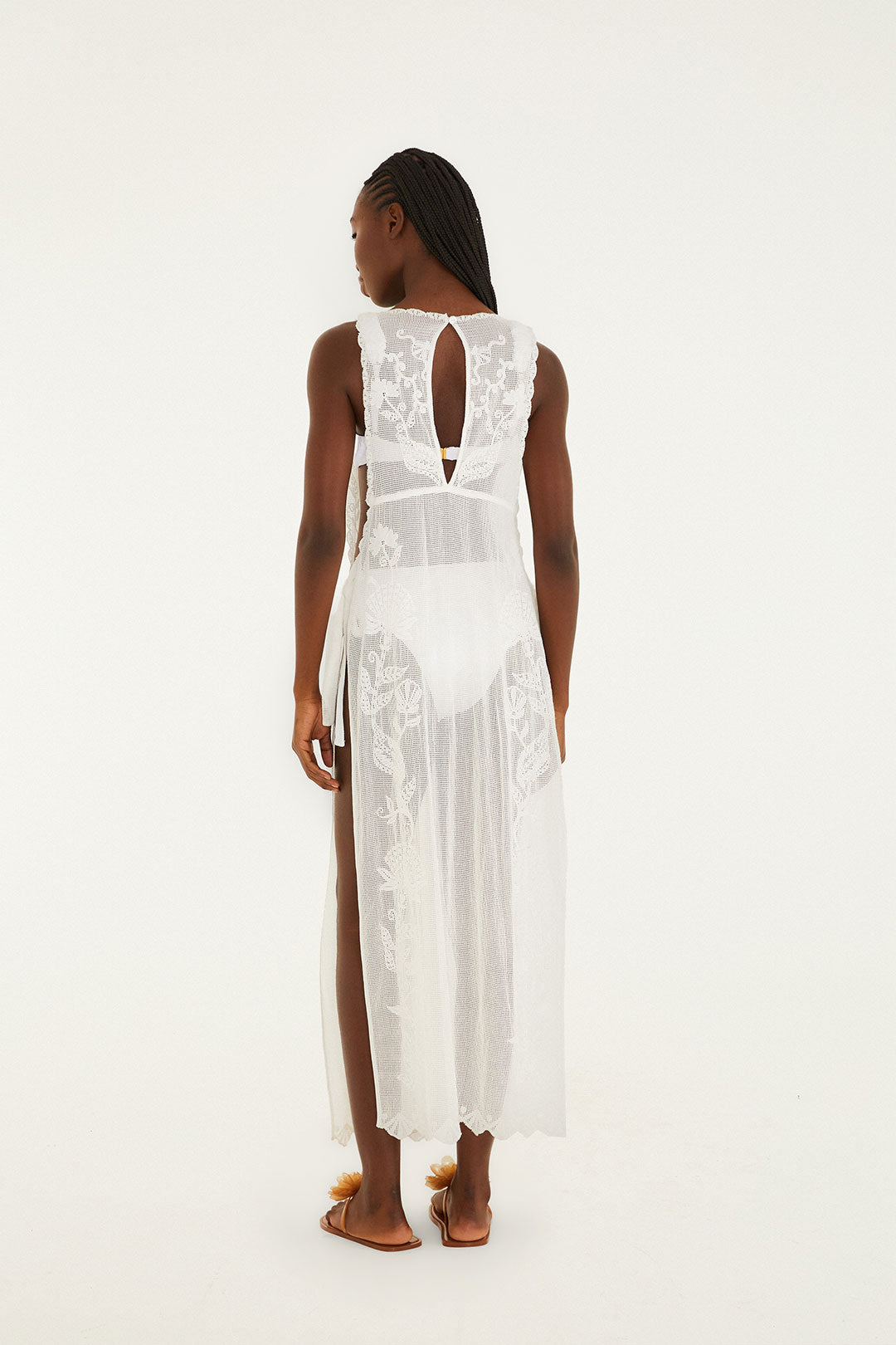 Sea Flowers White Embroidery Cover Up