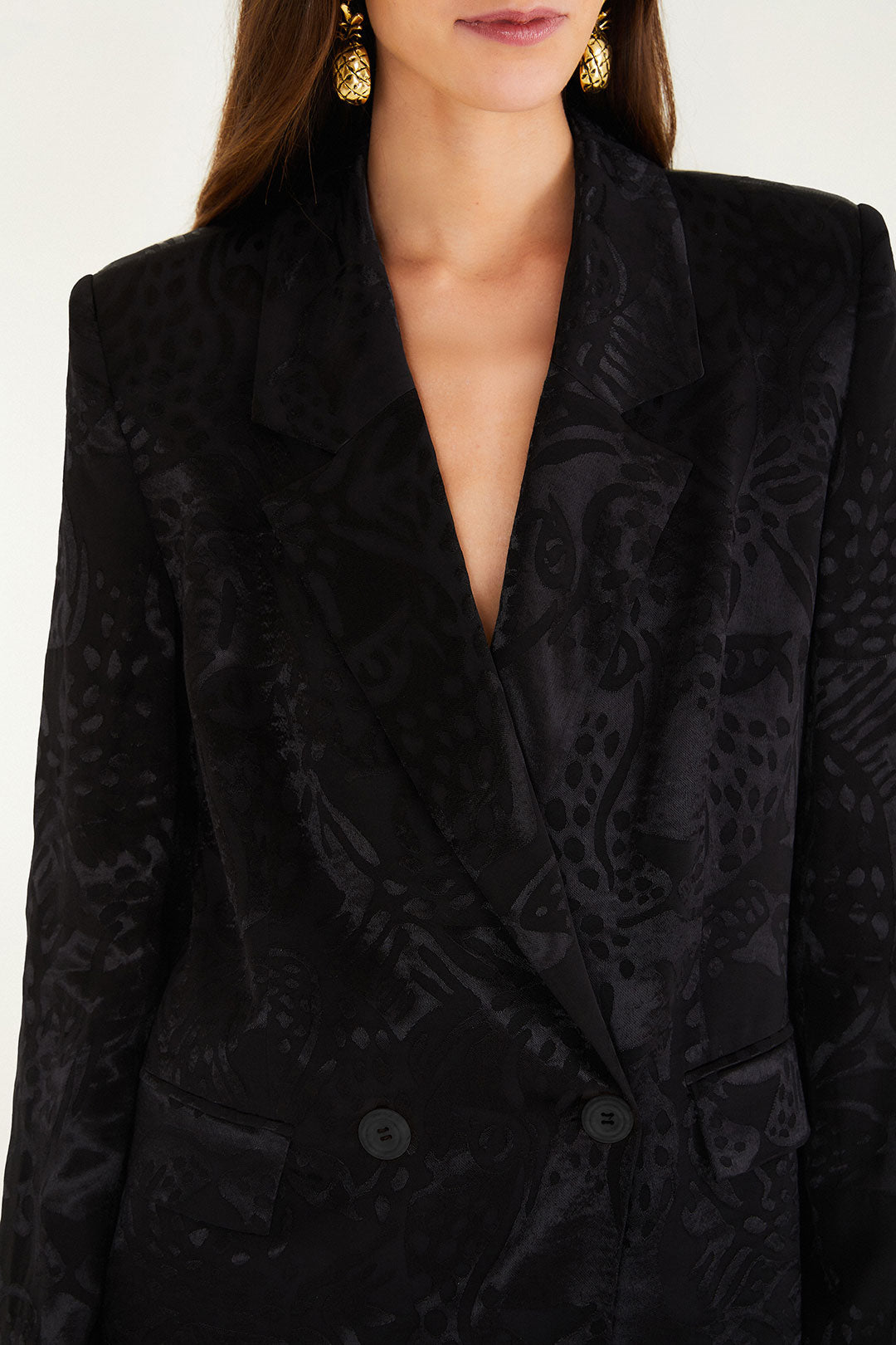 Leopard Jacquard Black Blazer