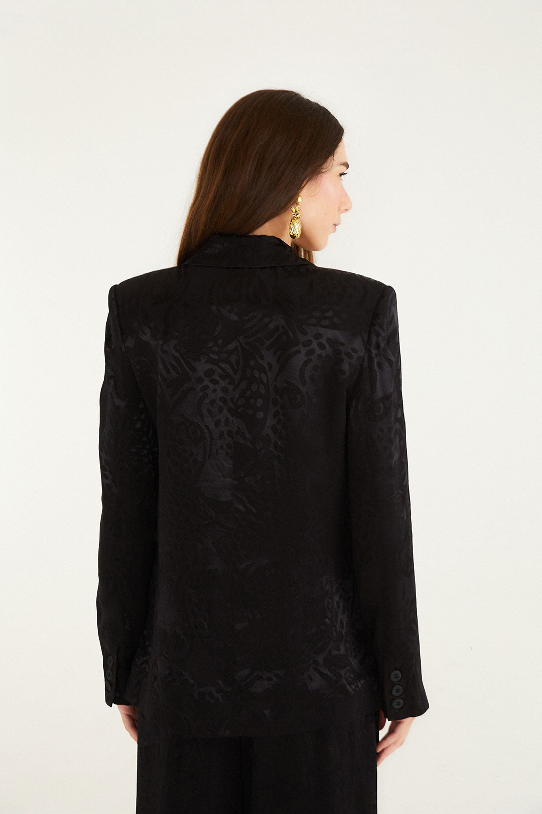 Leopard Jacquard Black Blazer
