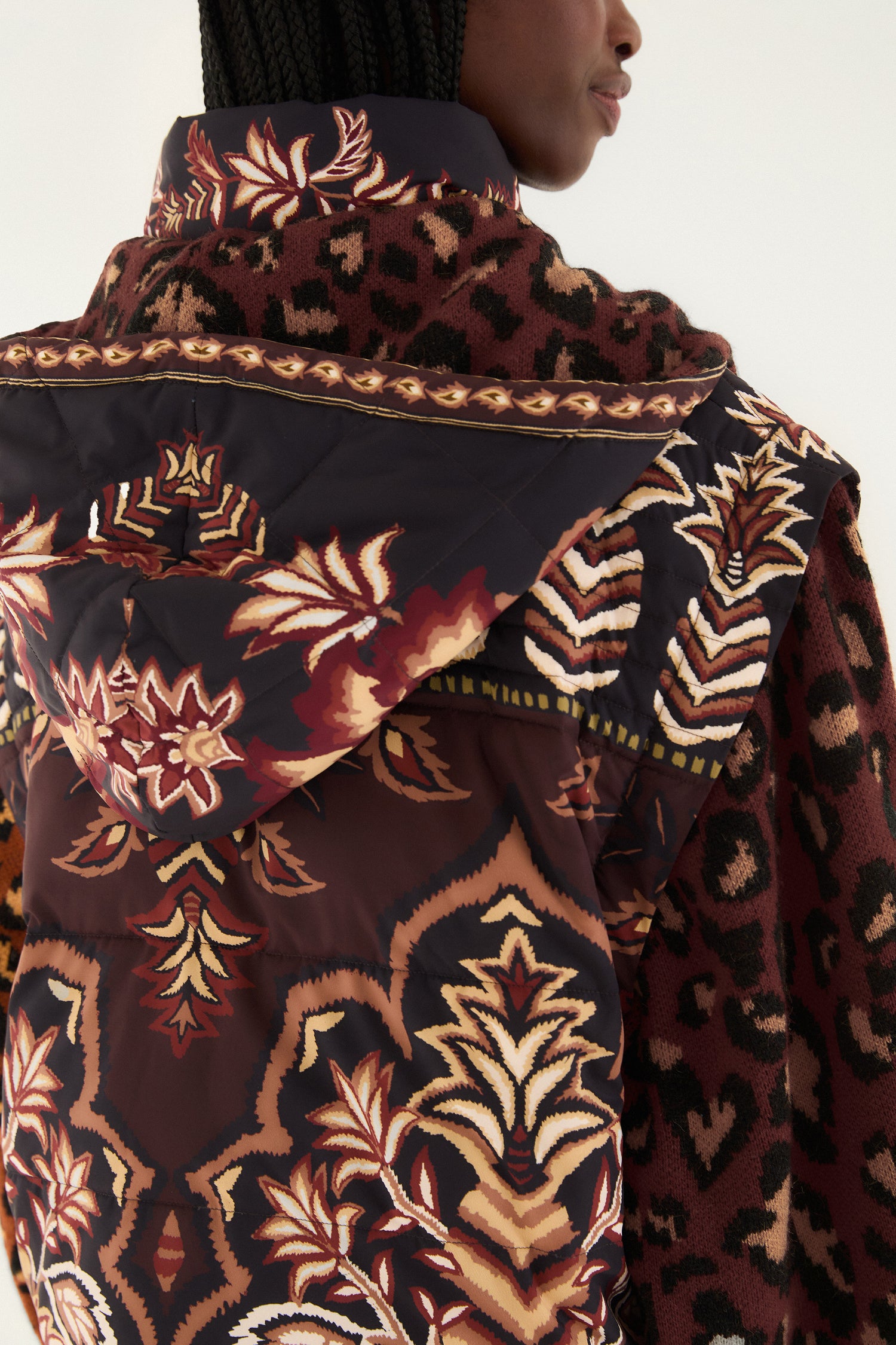 FARM Rio model wearing the Brown Winter Ainika Puffer Jacket