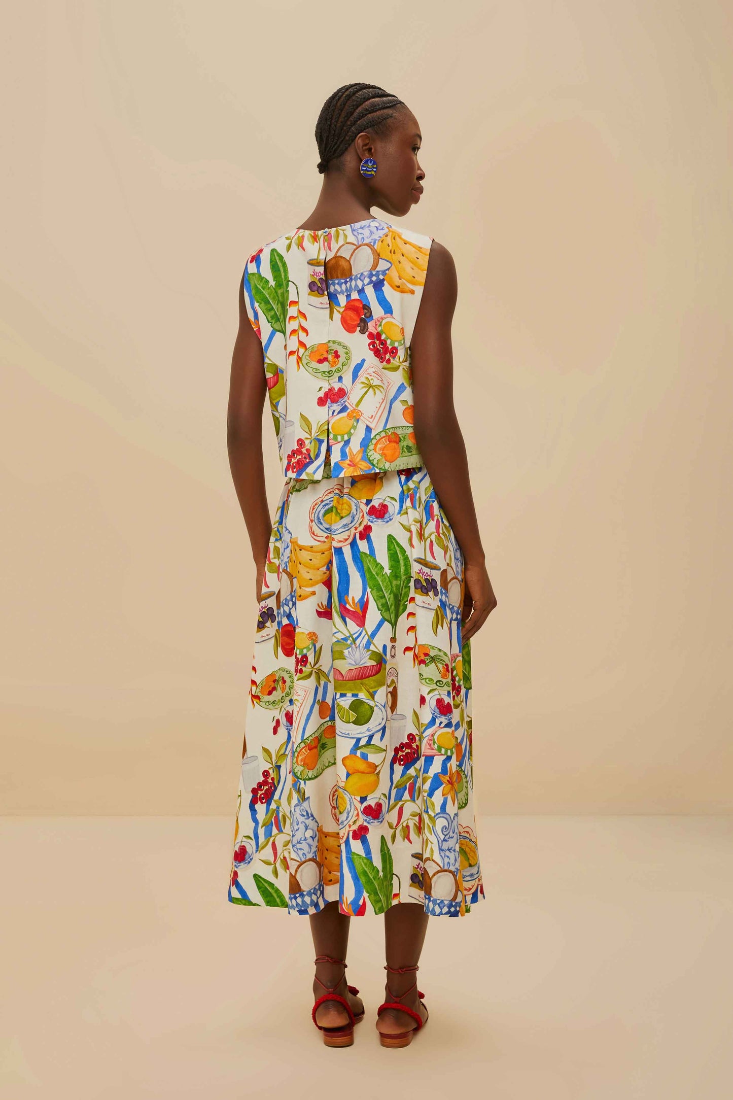 FARM Rio model wearing the Fresh Table Off-White Midi Skirt