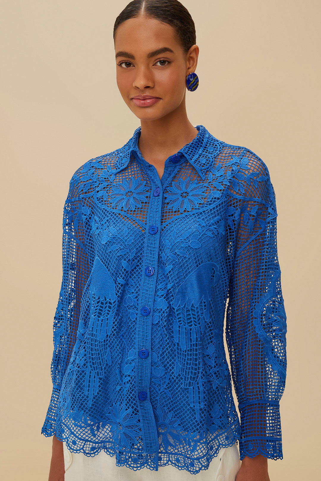 Landscape Guipure Blue Shirt