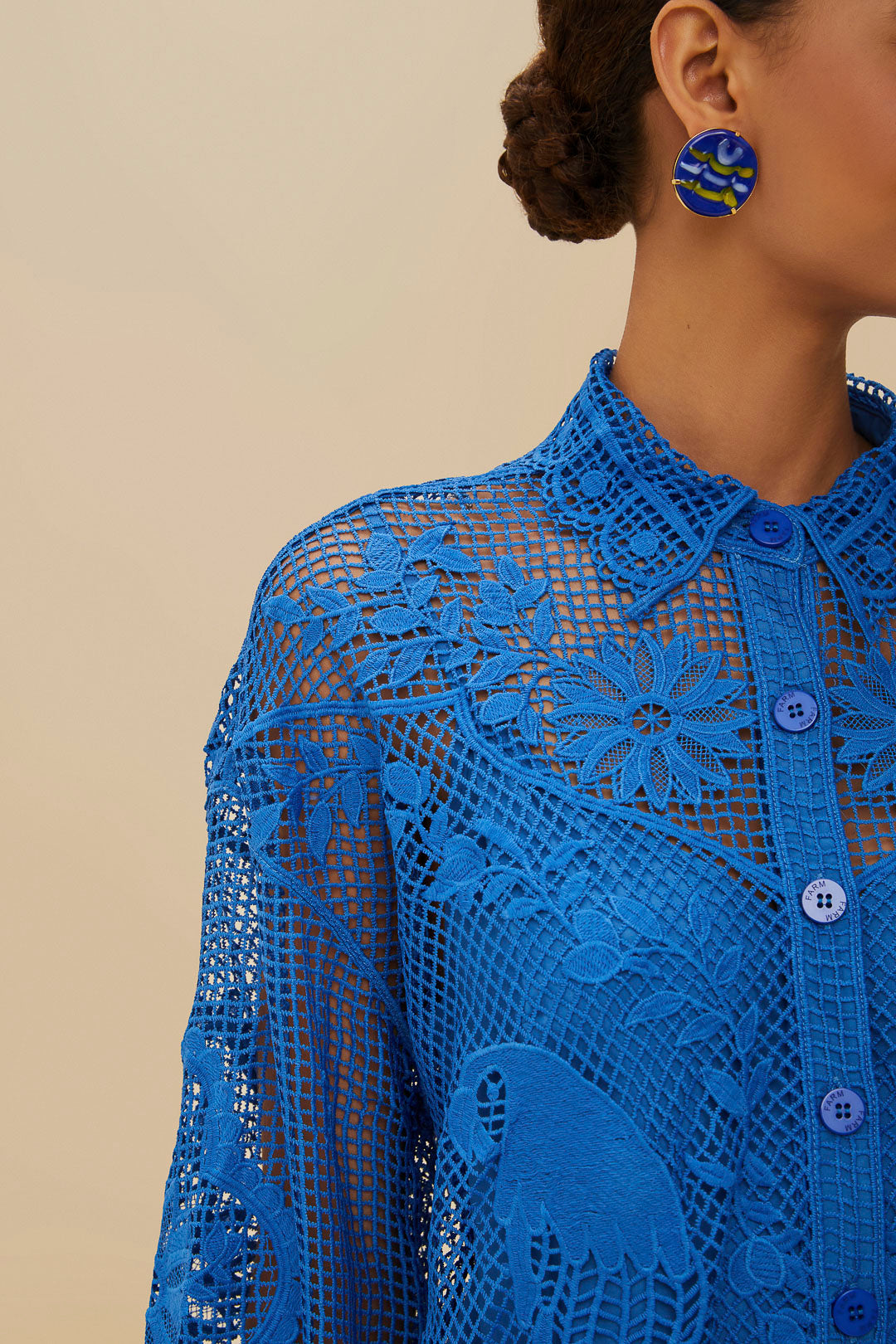 Landscape Guipure Blue Shirt