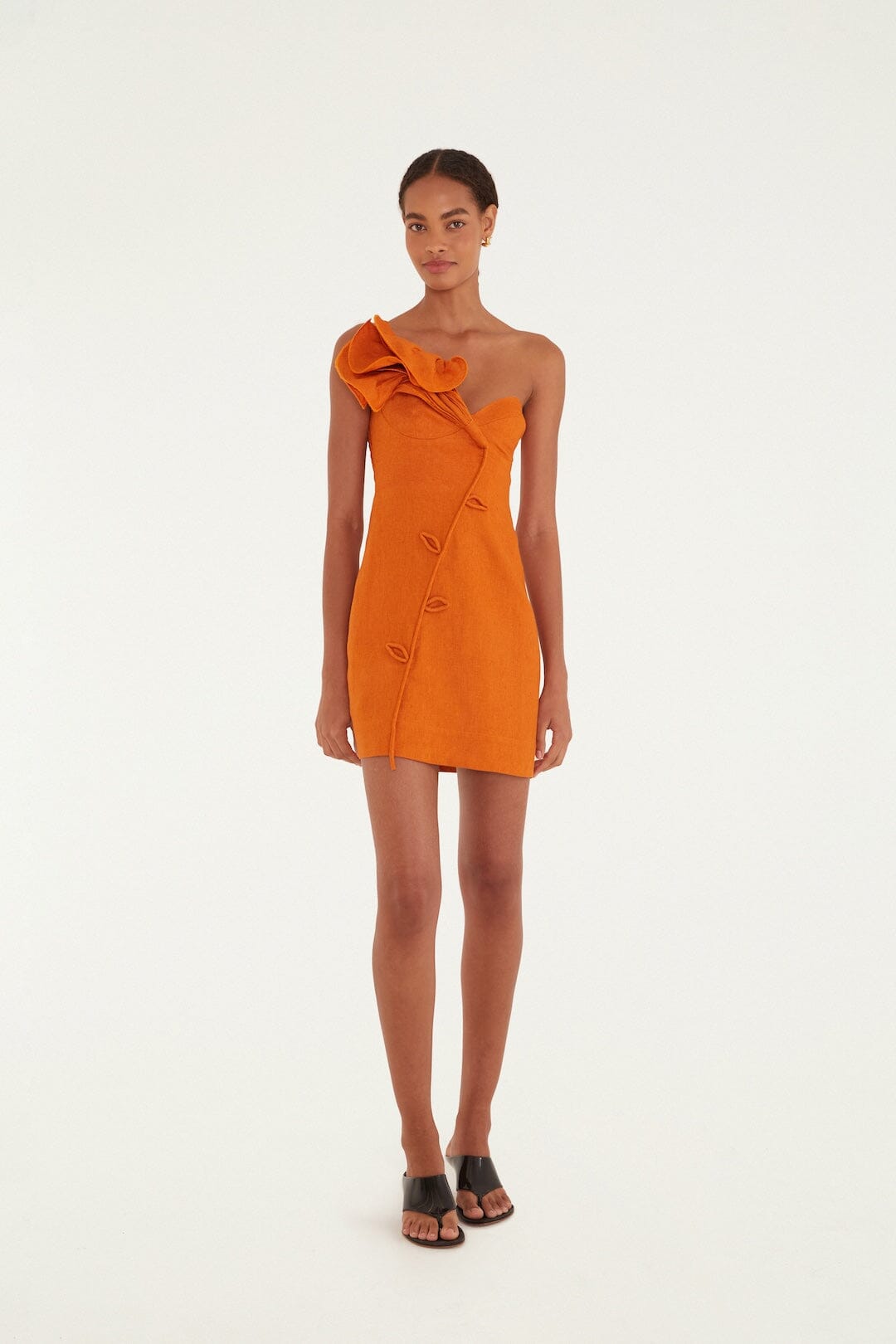 Orange Flower Euroflax™ Premium Linen Mini Dress