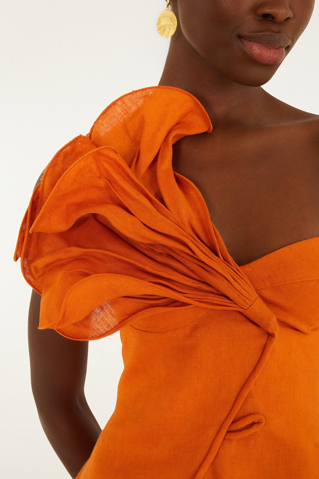 Orange Flower Euroflax™ Premium Linen Mini Dress