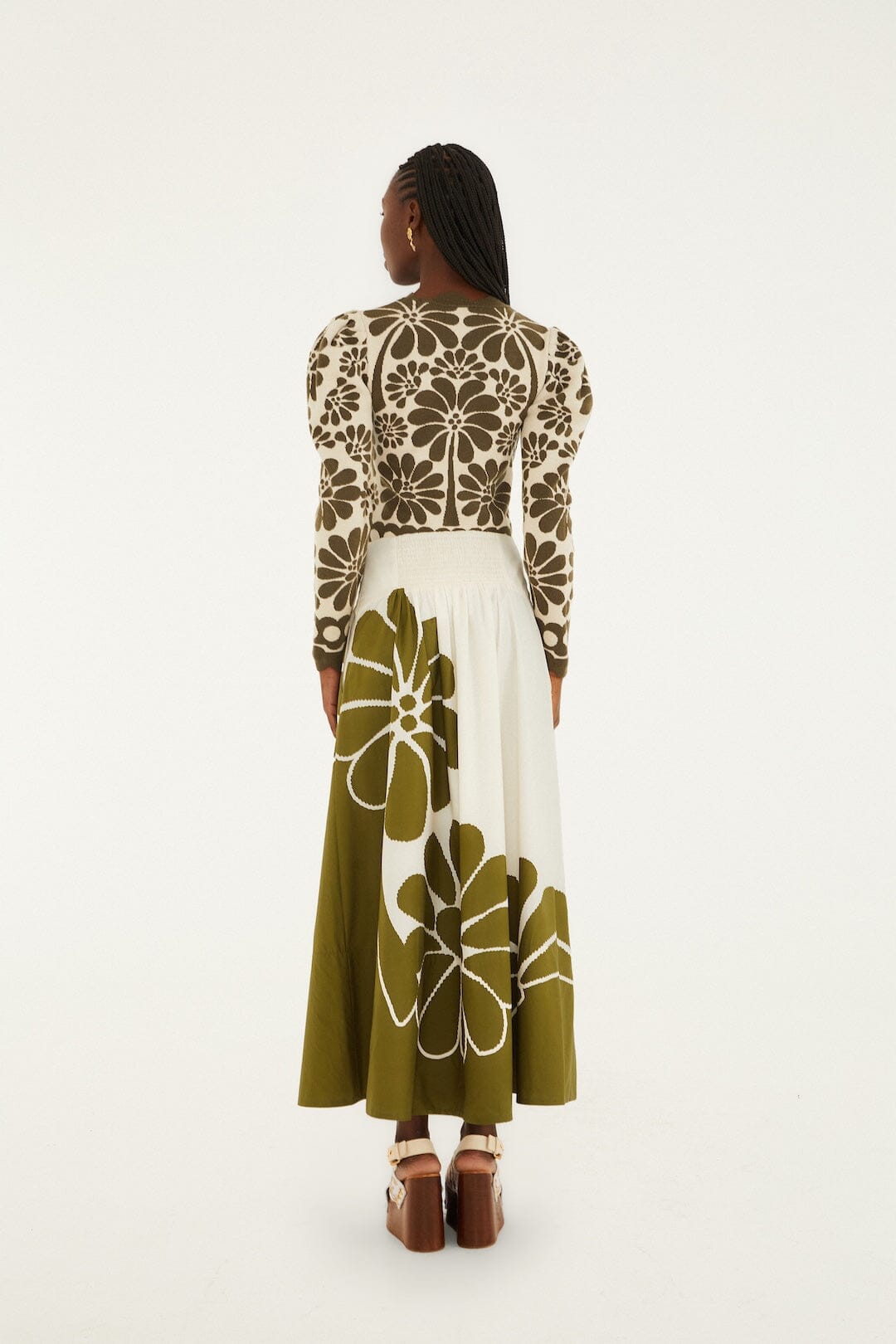 Green Palermo Organic Cotton Midi Skirt