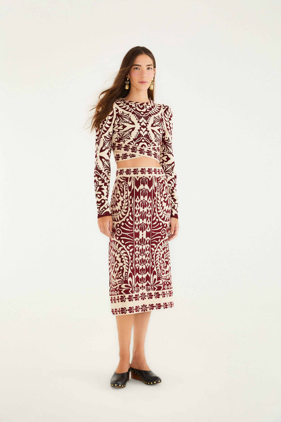 Pineapple Love Knit Midi Skirt