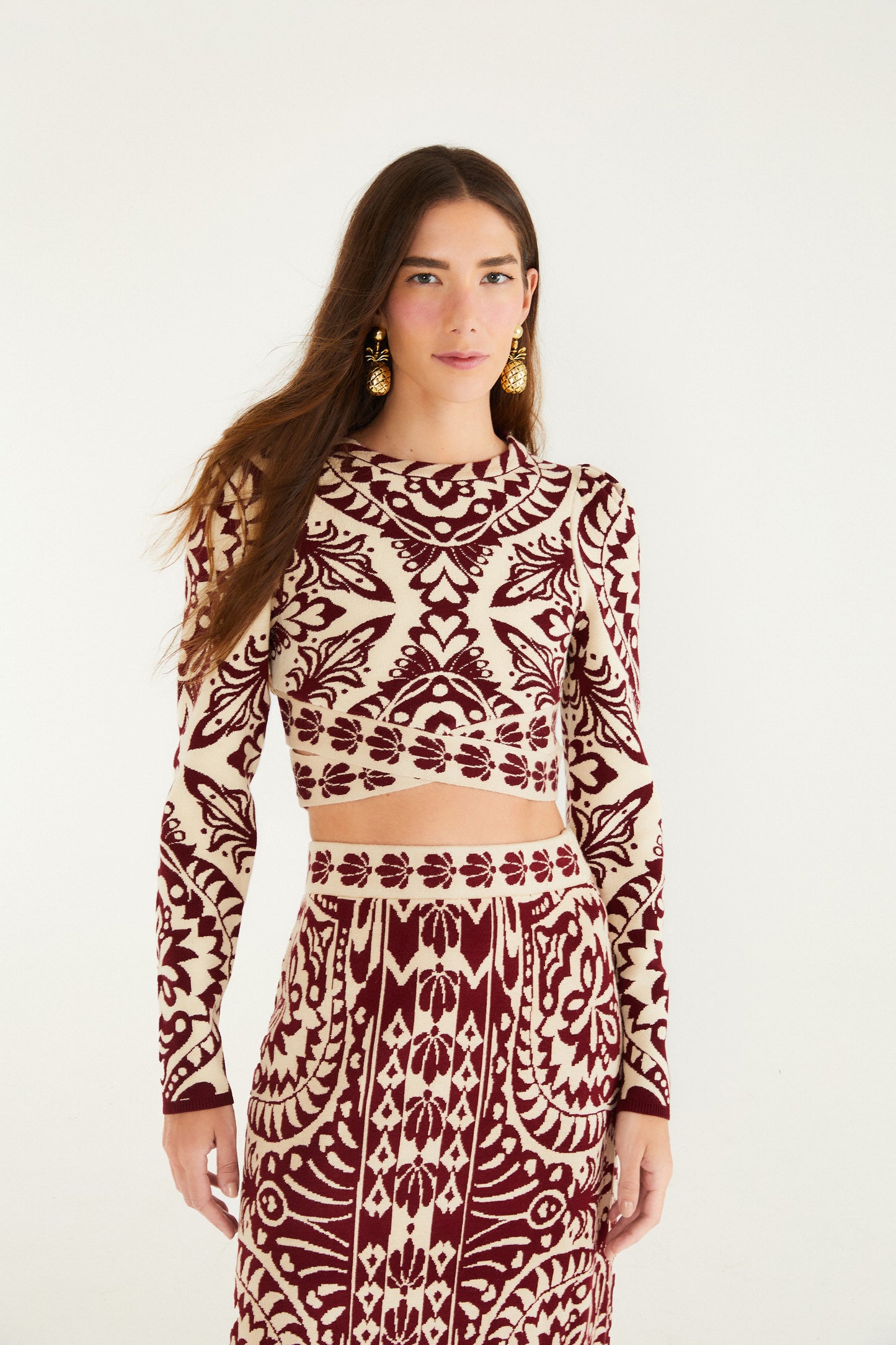 Pineapple Love Burgundy Knit Top