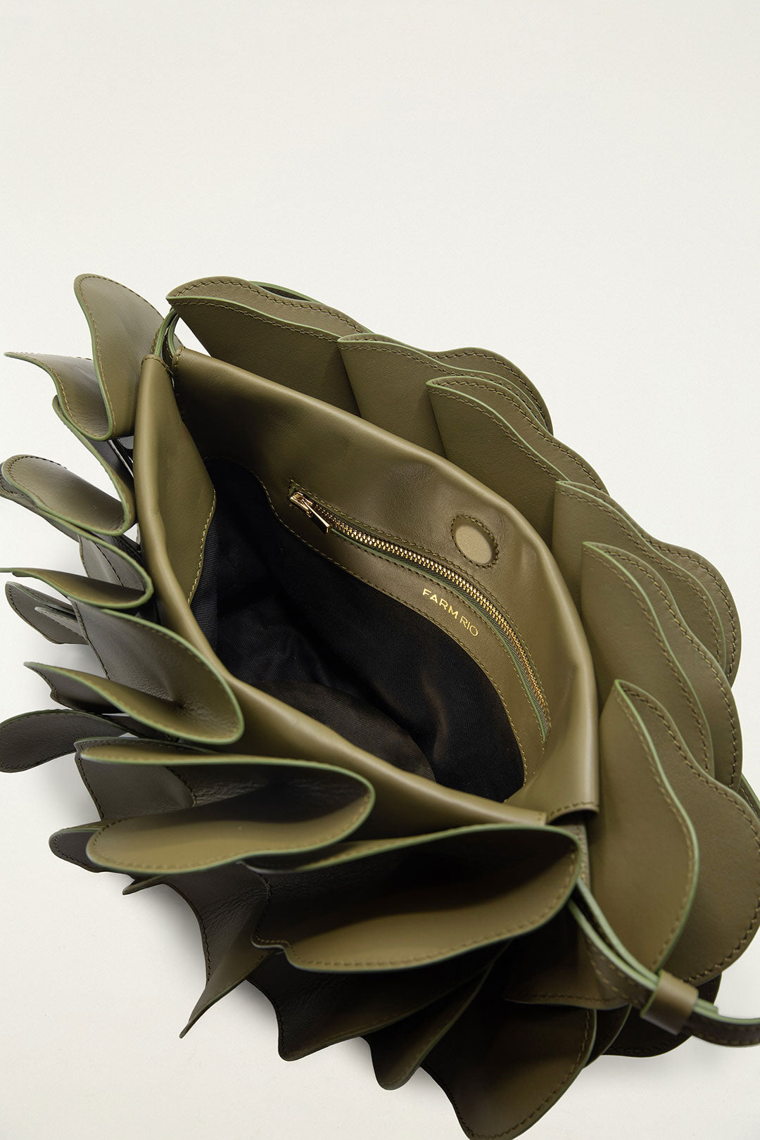 Green Leather Shoulder Flower Bag