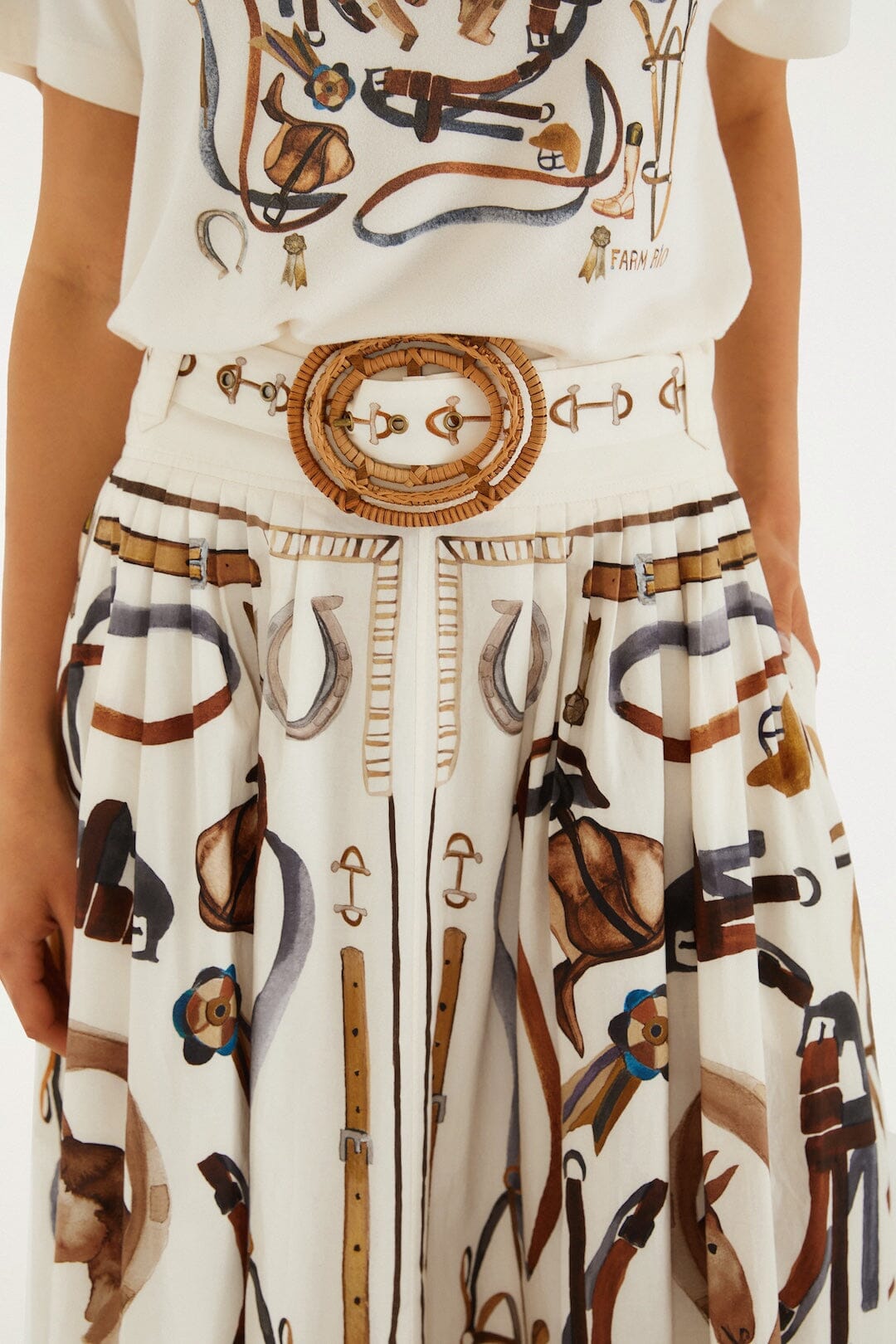 Equestrian Scarf Winter White Maxi Skirt