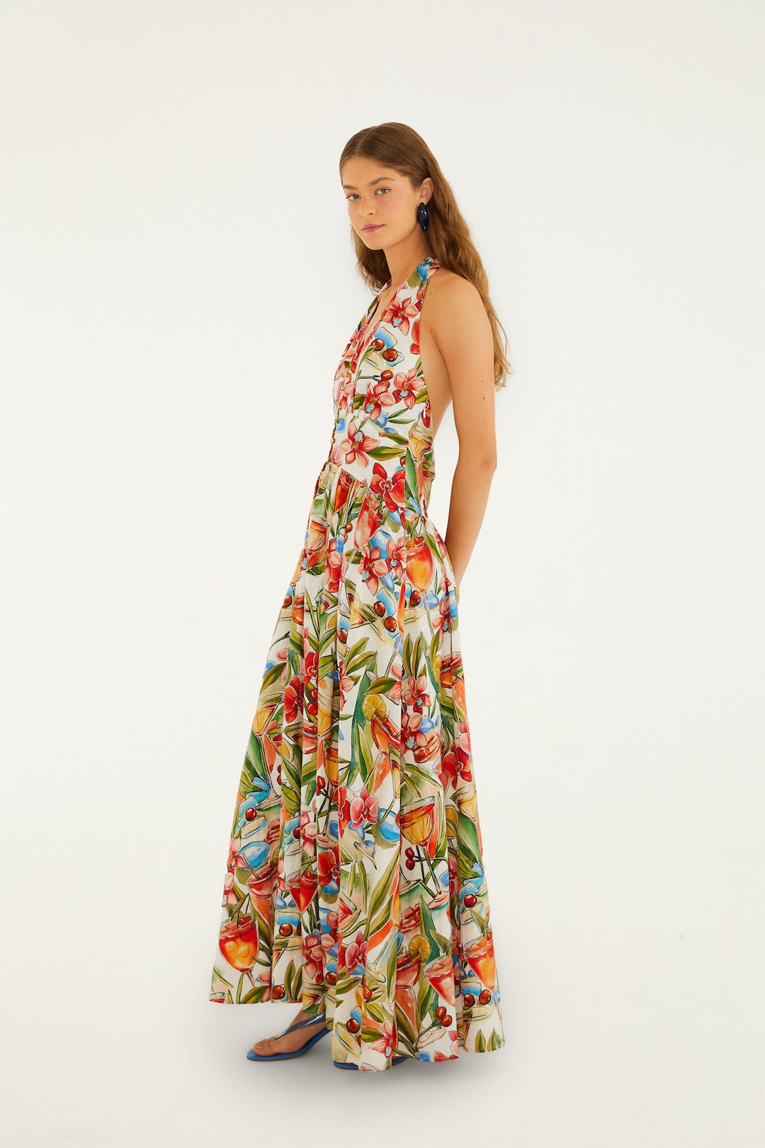 Off-White Cocktail Lenzing Ecovero Euroflax Maxi Dress