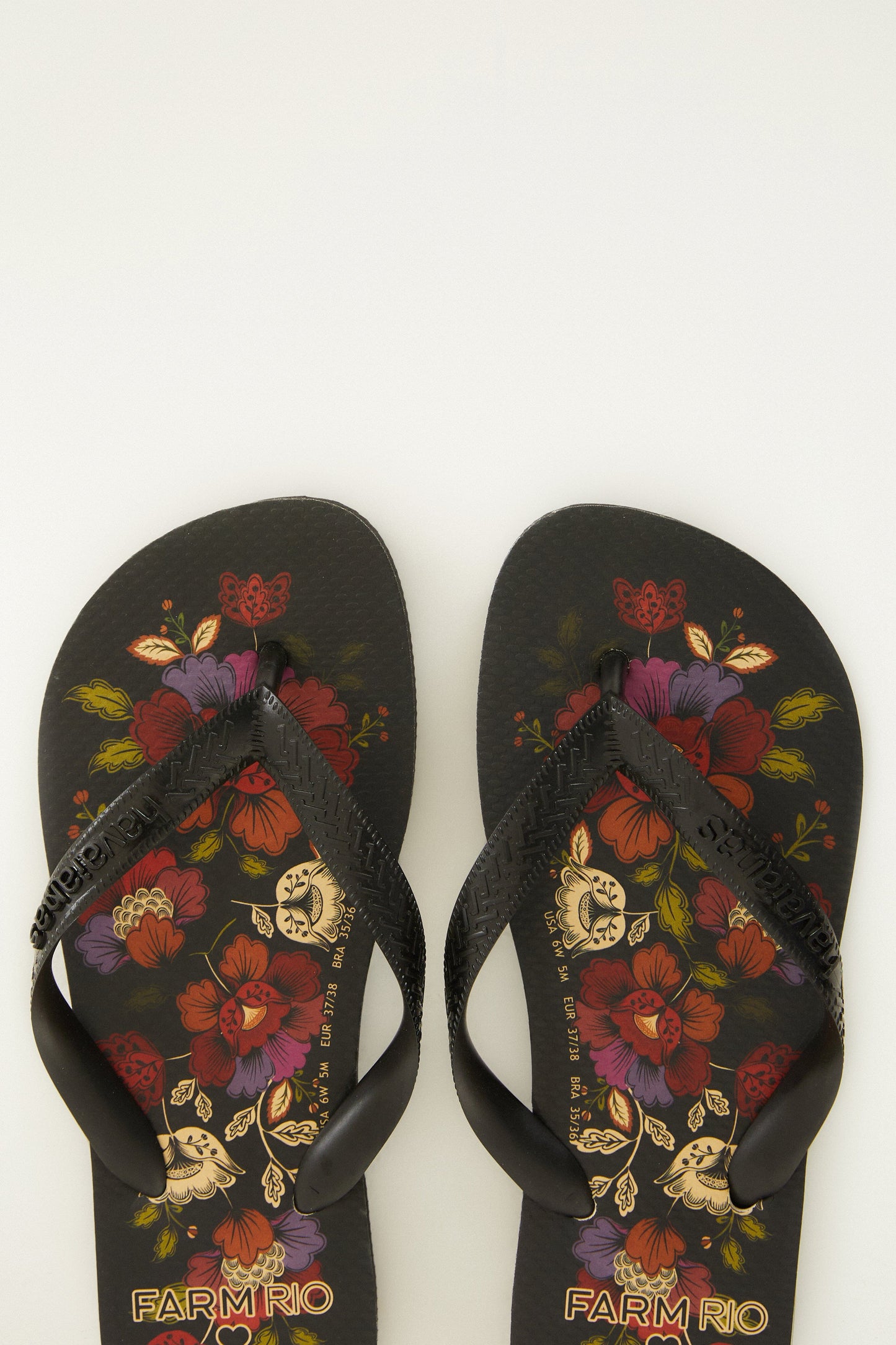 Black Rococo Flowers Havaianas
