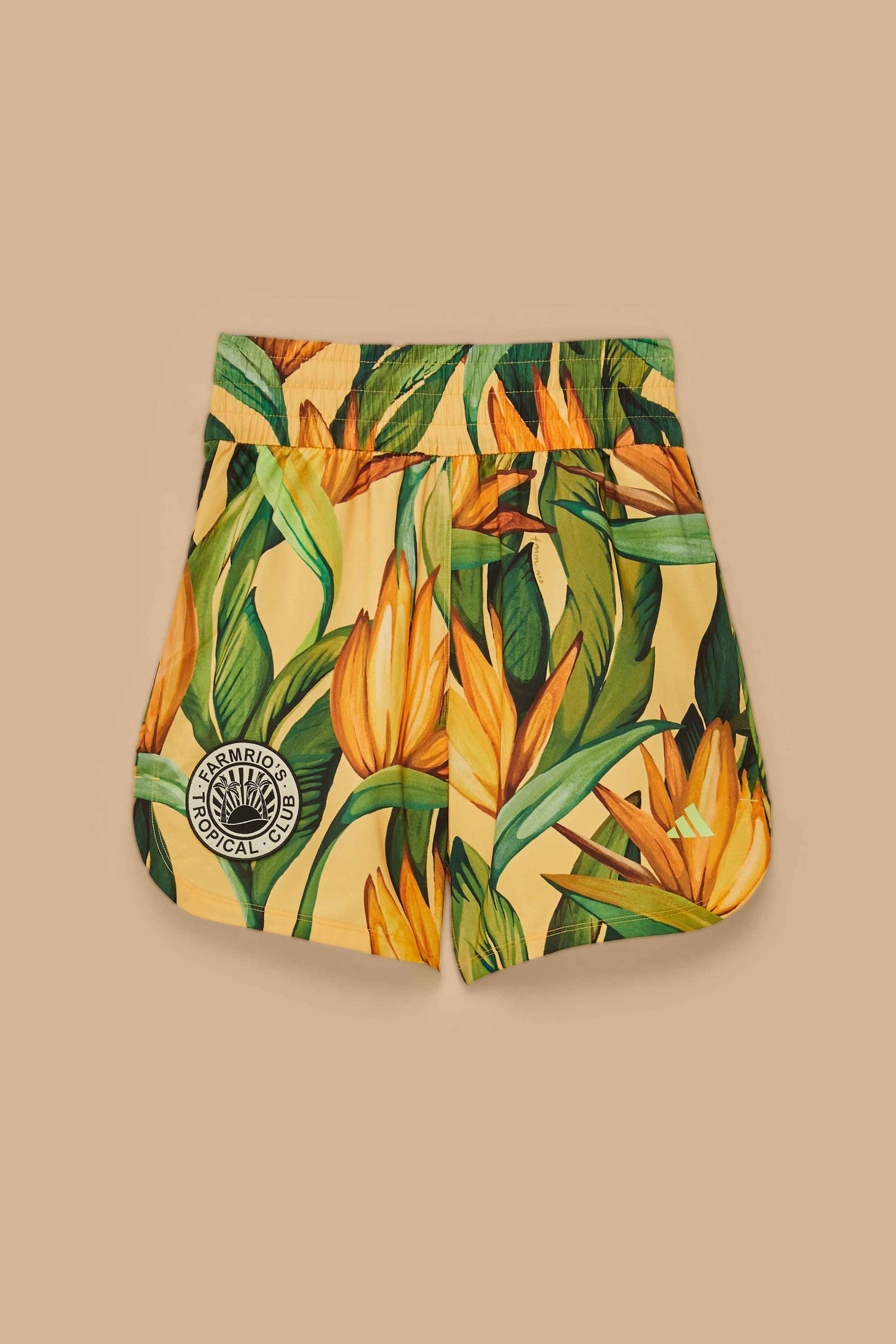 FARM Rio model wearing the Adidas Birds Of Paradise Semi Spark Short
