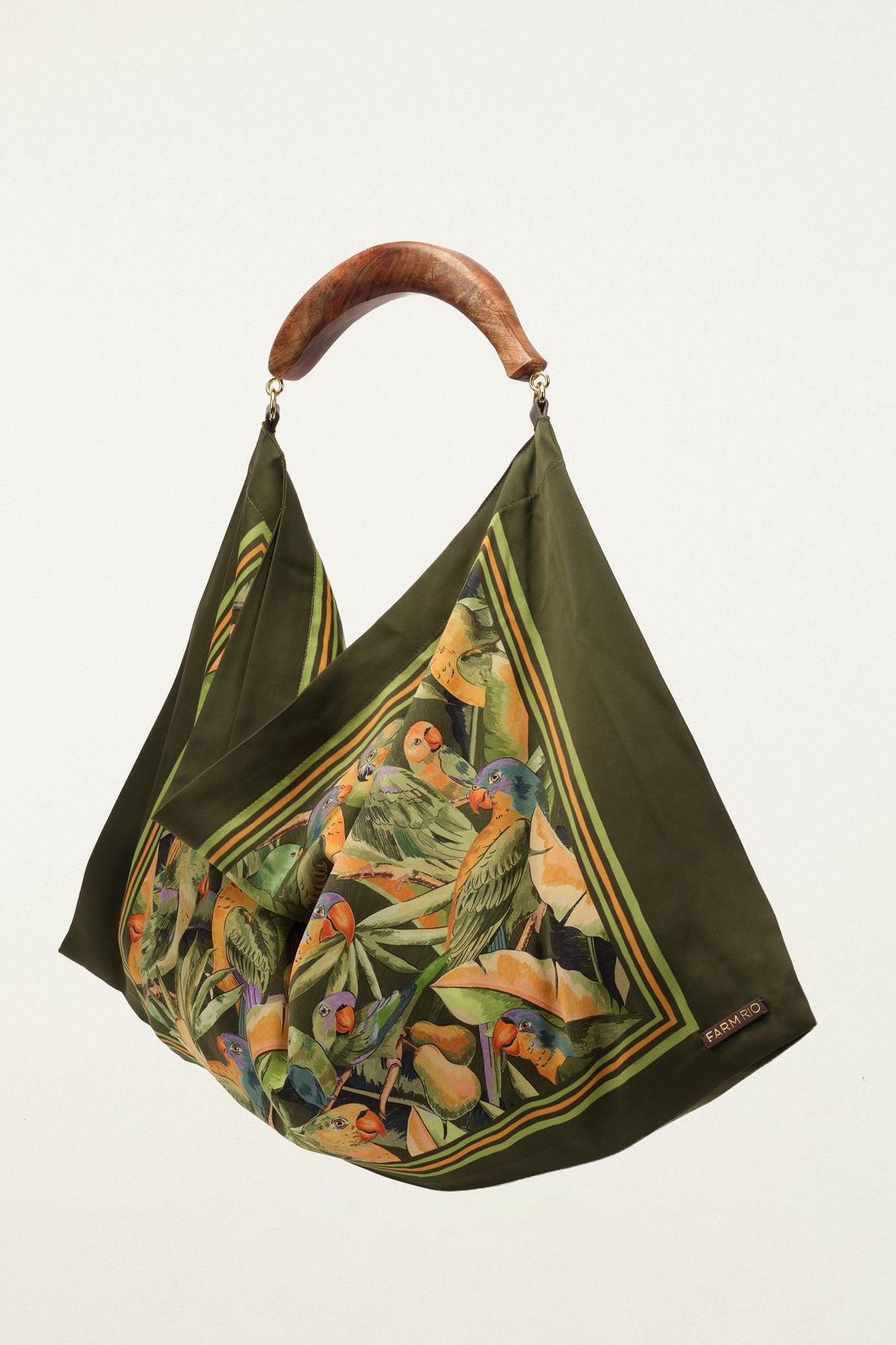 Green Nature Satin Medium Scarf Bag
