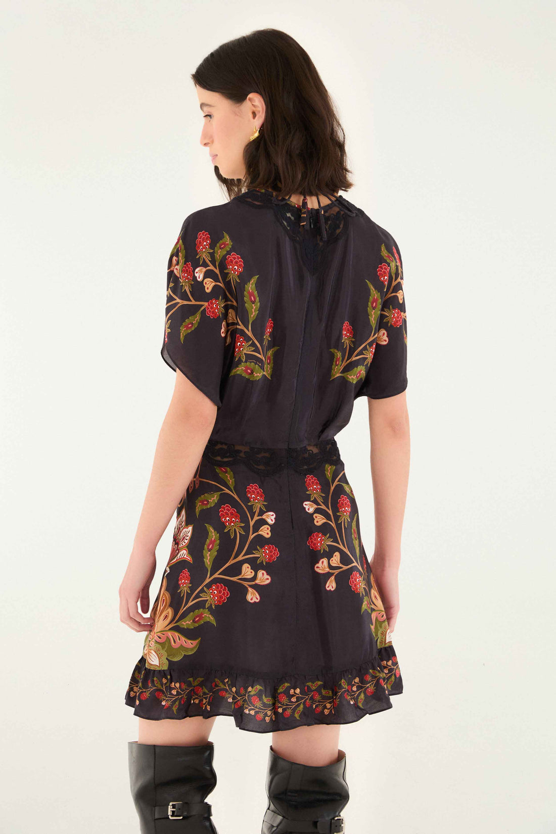 Berry Garden Black Mini Dress