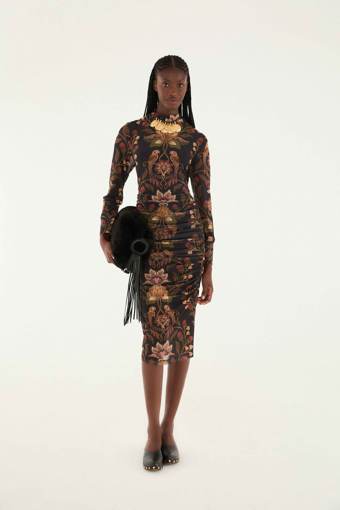 Berry Garden Black Tulle Midi Dress