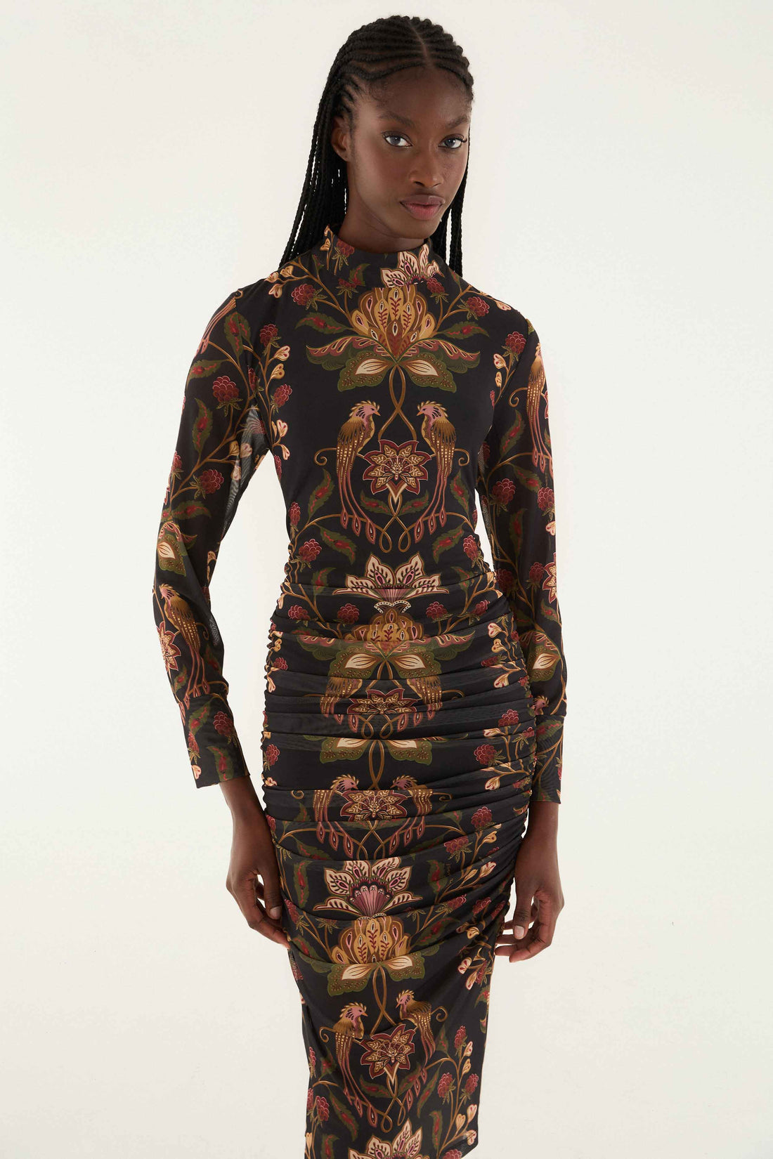 Berry Garden Black Tulle Midi Dress