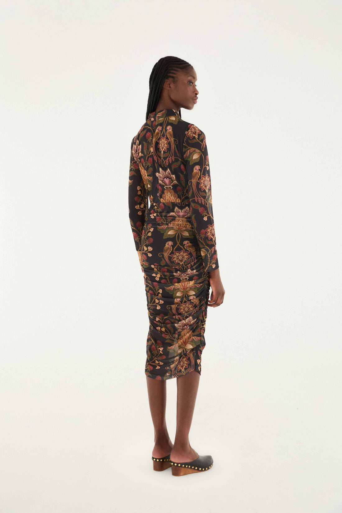 Berry Garden Black Tulle Midi Dress