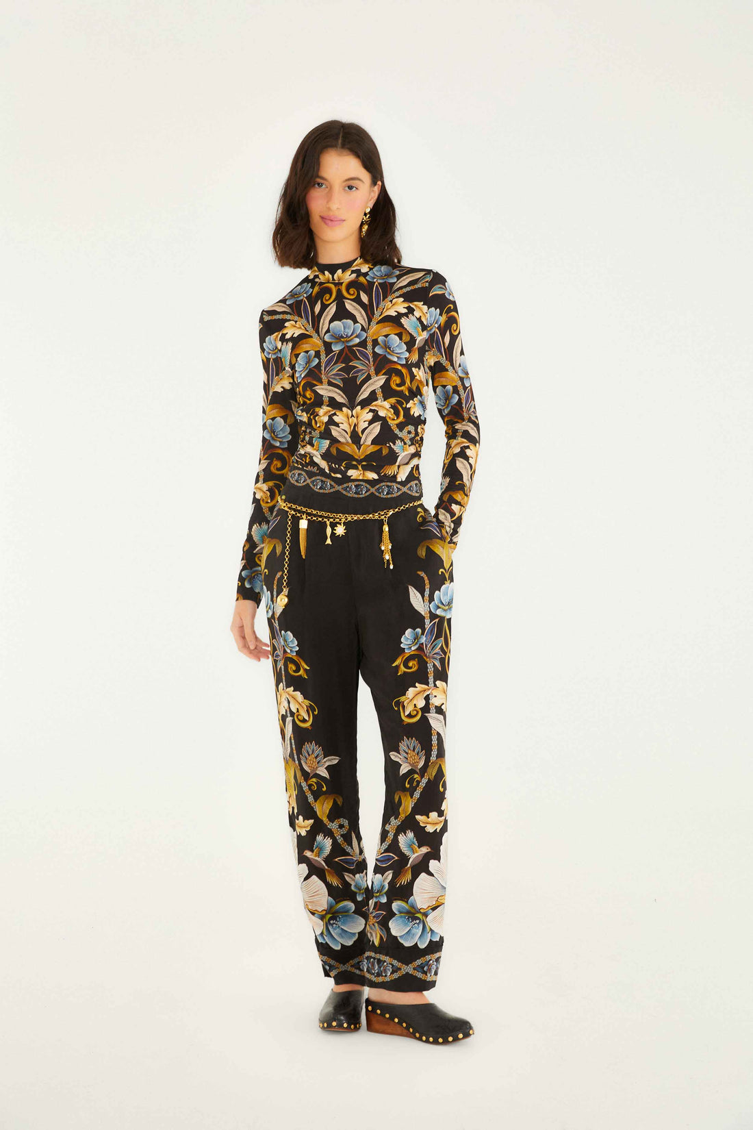 Snake Garden Black Jersey Blouse