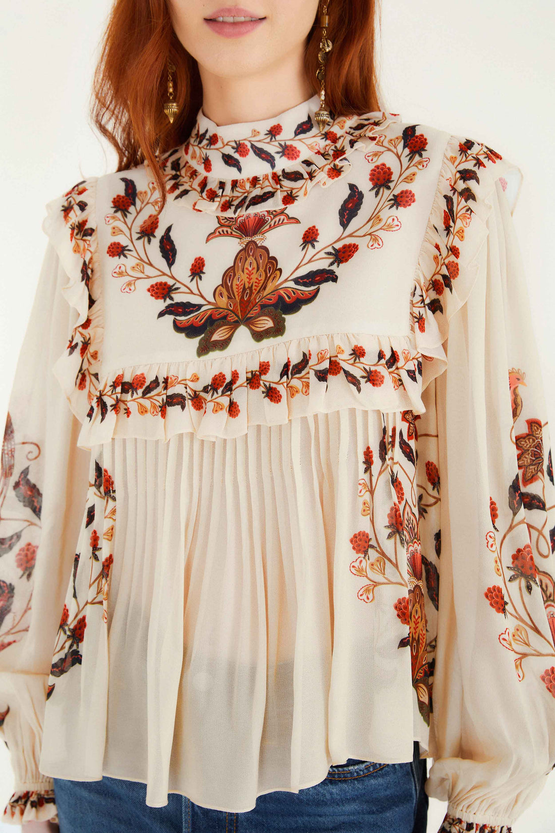 Berry Garden Cream Long Sleeve Blouse