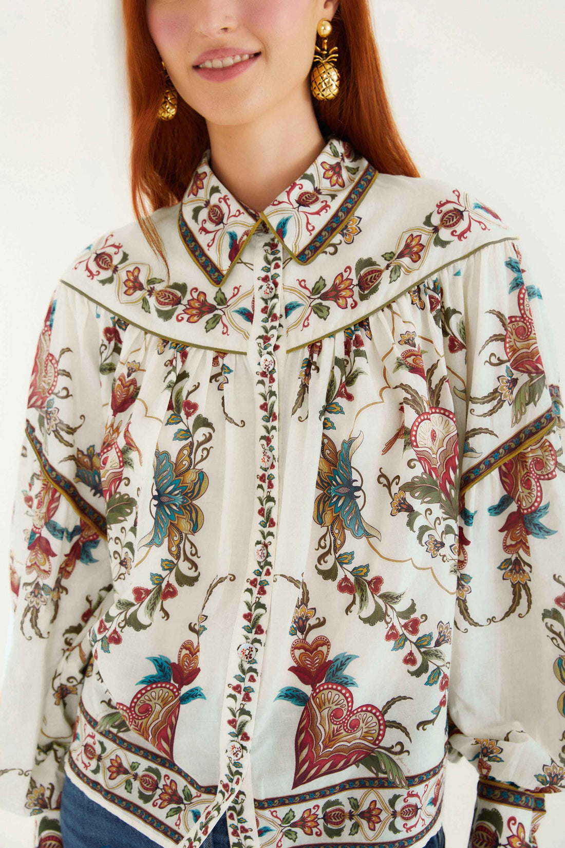 Majestic Hearts Cream Blouse