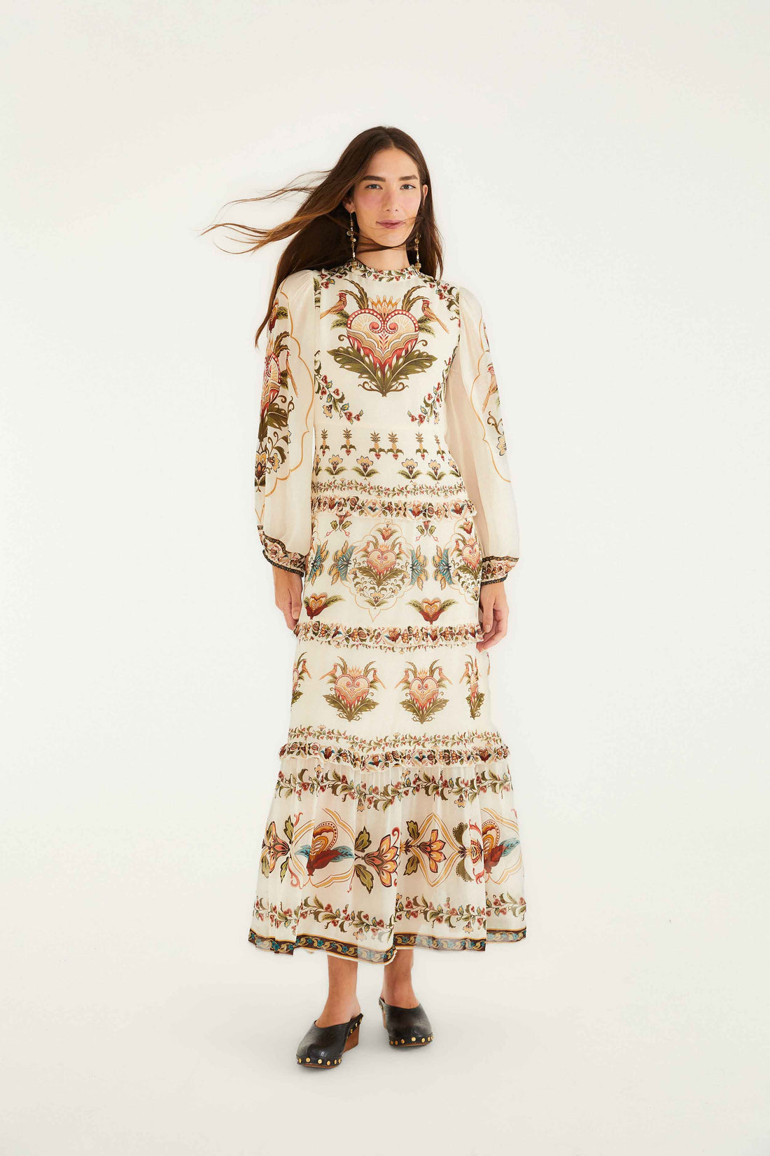Majestic Hearts Cream Maxi Dress