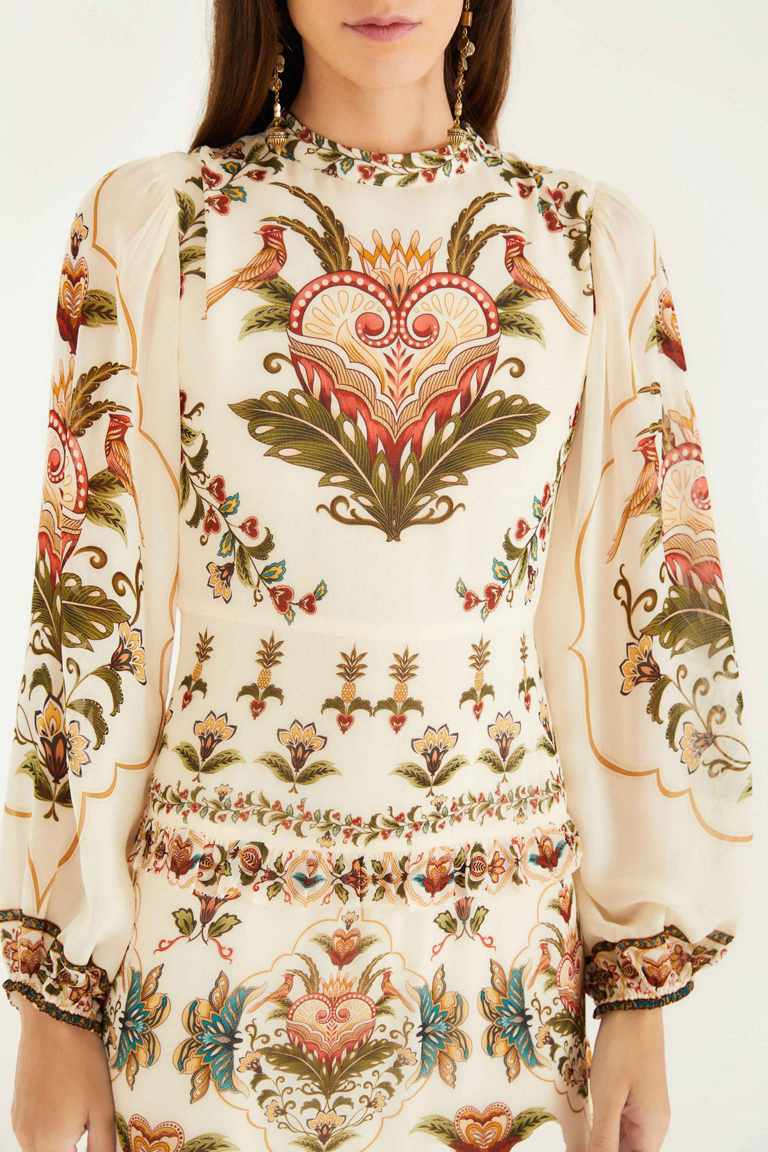 Majestic Hearts Cream Maxi Dress