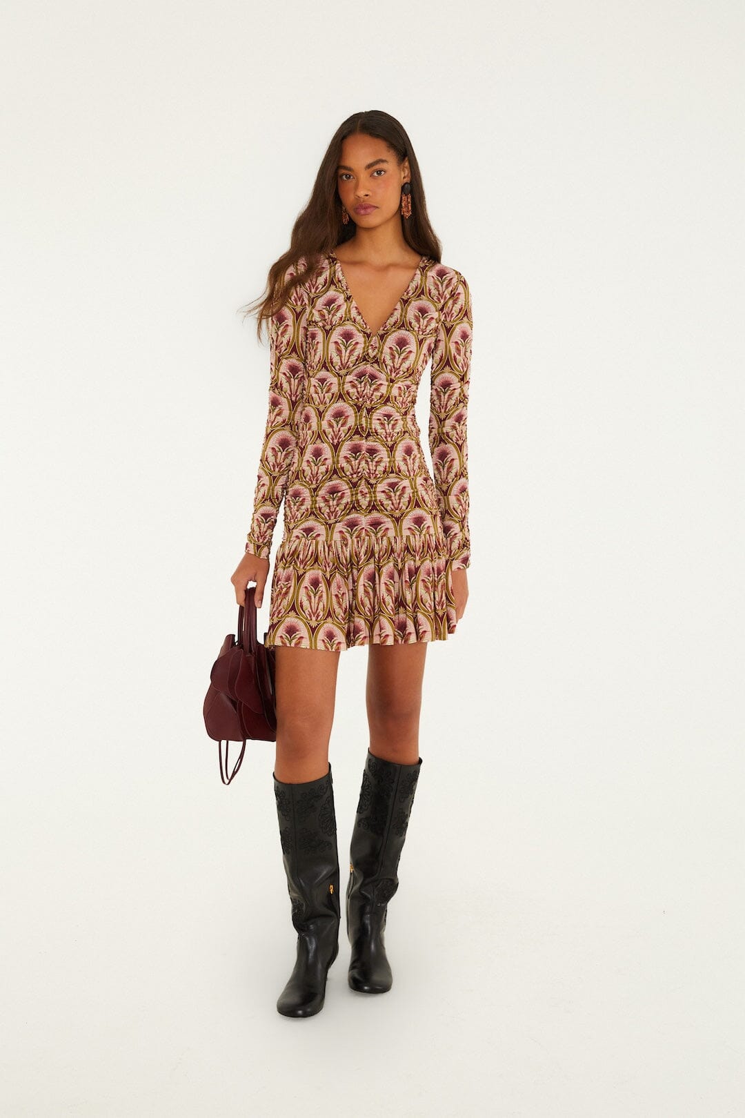 Garden Medal Multicolor Long Sleeve Mini Dress