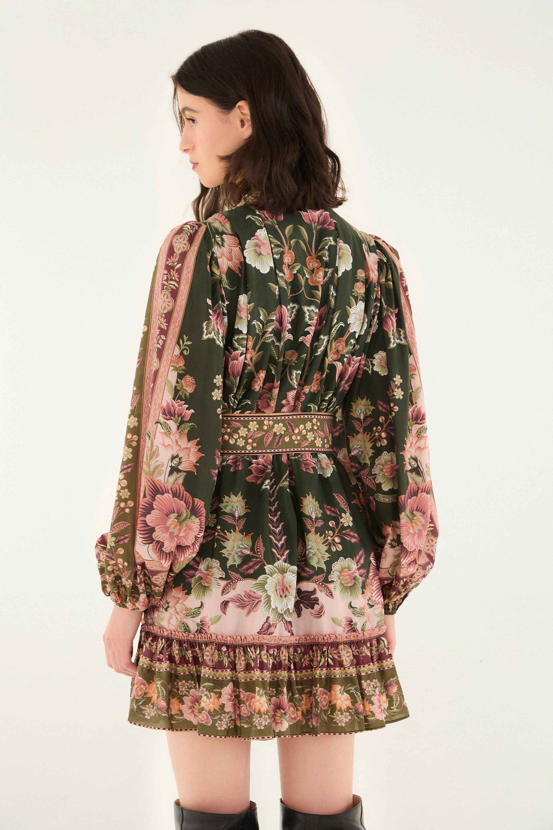 Flowering Garden Tree Green Mini Dress