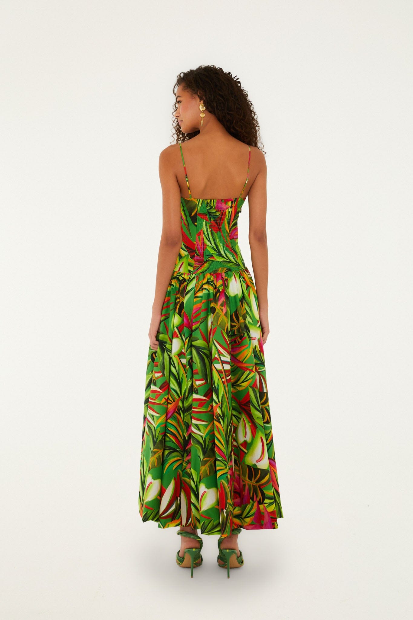 Green Tropical Dream Draped Maxi Dress