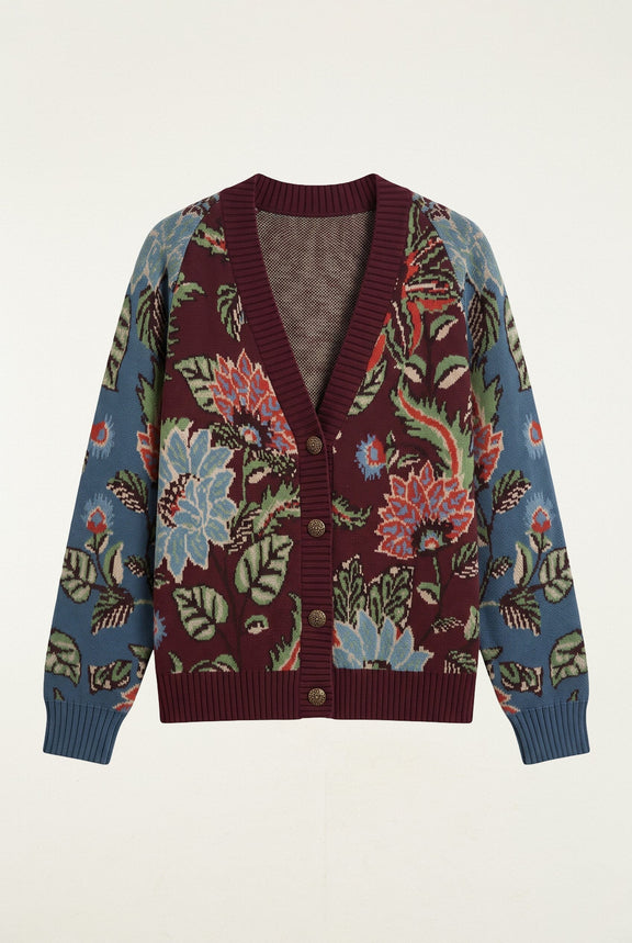Mixed Delhi Floral Knit Cardigan